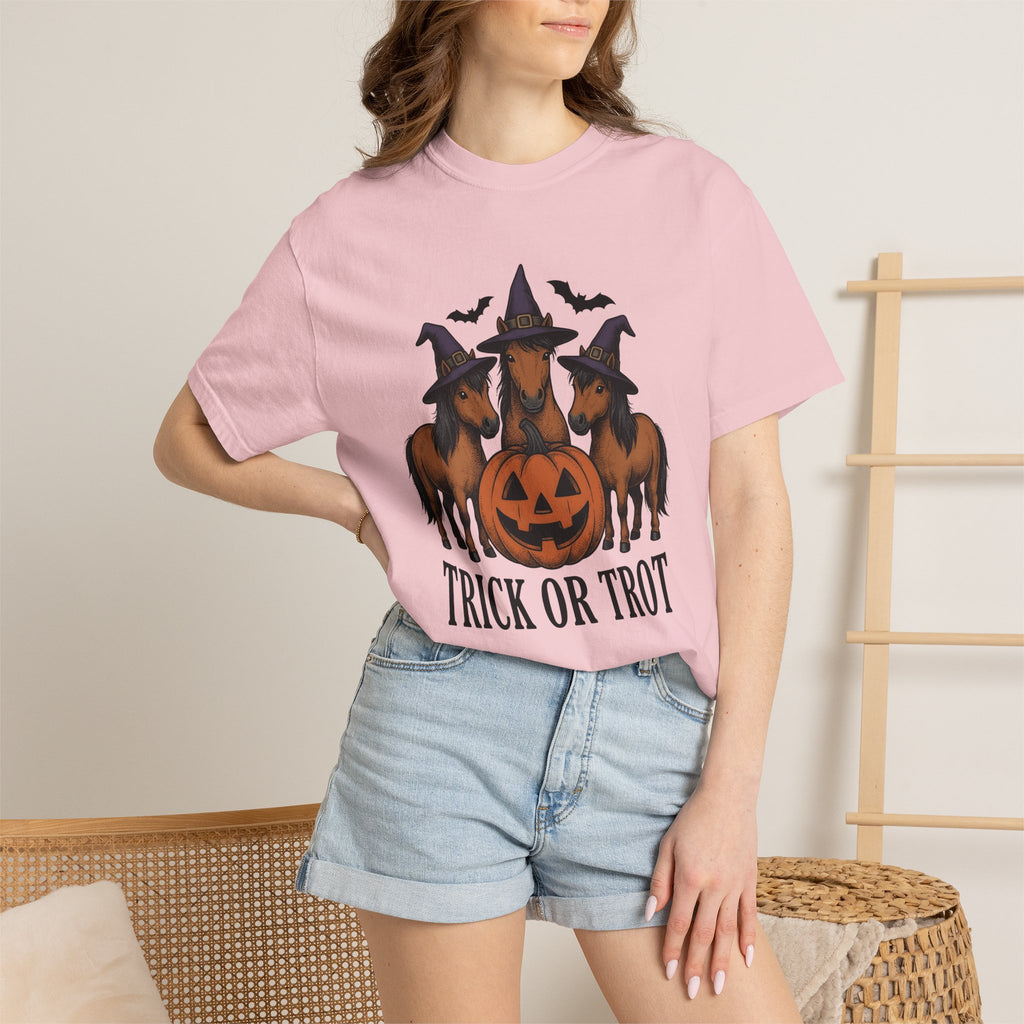 Witch Horse Hat Shirt Halloween Livestock Gift Women Classic Tee Sorcery T-Shirt Halloween Fan Vintage Tshirt Farm Animal Graphic Line Art
