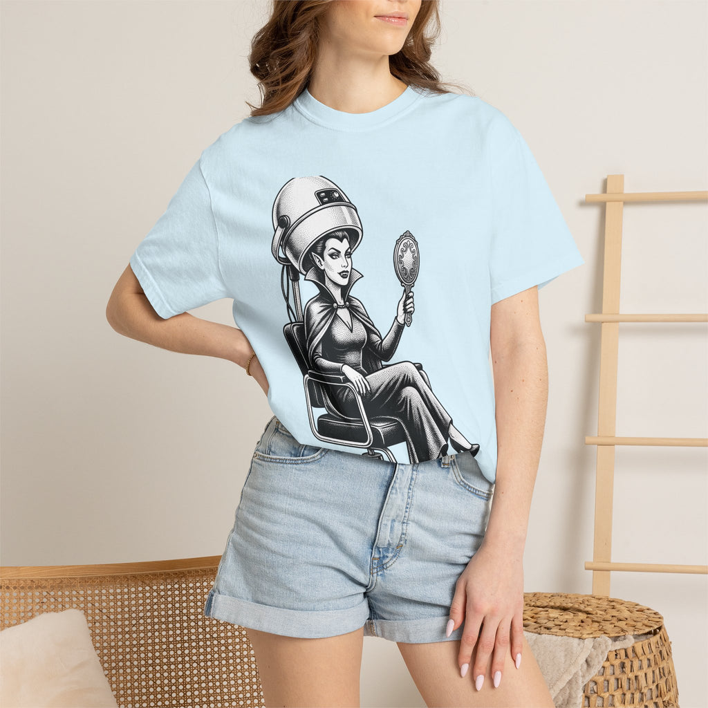 Vampire Hairdresser Shirt Gothic Fright Gift Women Body Art Tee Vampire T-Shirt Horror Fan Tattoo Tshirt Scary Graphic Old School Mirror