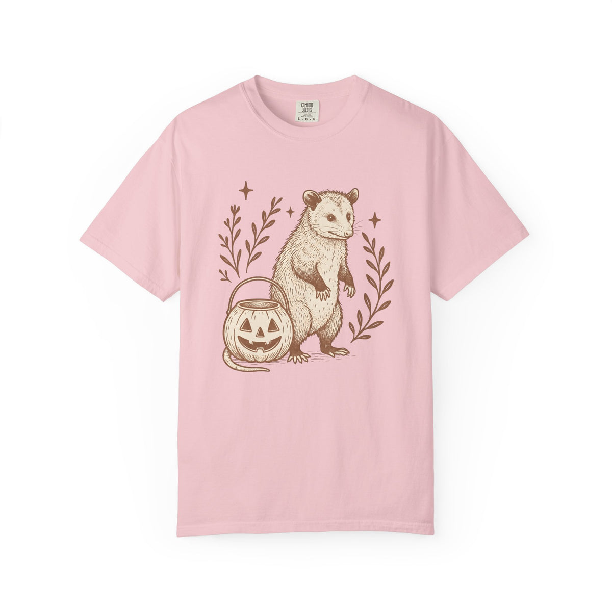 Opossum Pumpkin Shirt Halloween Wildlife Gift Women Sketch Tee Possum T-Shirt Horror Fan Drawing Graphic Tshirt Retro Star Shapes Tshirt