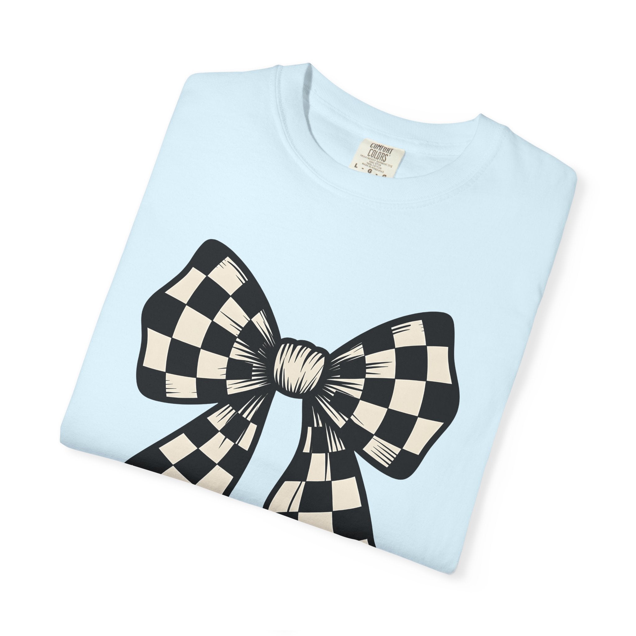 Checkered Bow Shirt Bow Fashion Gift Women Bold Graphic Tee Plaid Bow T-Shirt Bow Fan Graphic Tshirt Style Illustration Retro Ribbon Tshirt