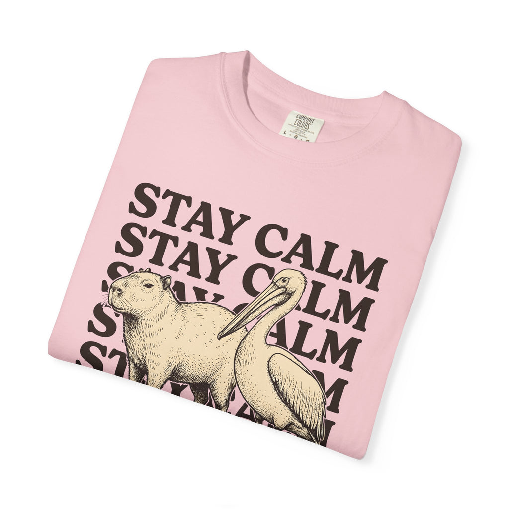 Capybara Bird Shirt Funny Wildlife Gift Women Retro Tee Rodent T-Shirt Comedy Fan Vintage Tshirt Wildlife Graphic Sketch Animal Pair Tshirt