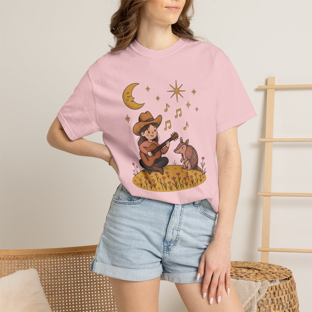 Cowgirl Guitar Shirt Cowgirl Melody Gift Women Line Art Tee Guitarist T-Shirt Cowgirl Fan Linework Tshirt Song Illustration Graphic