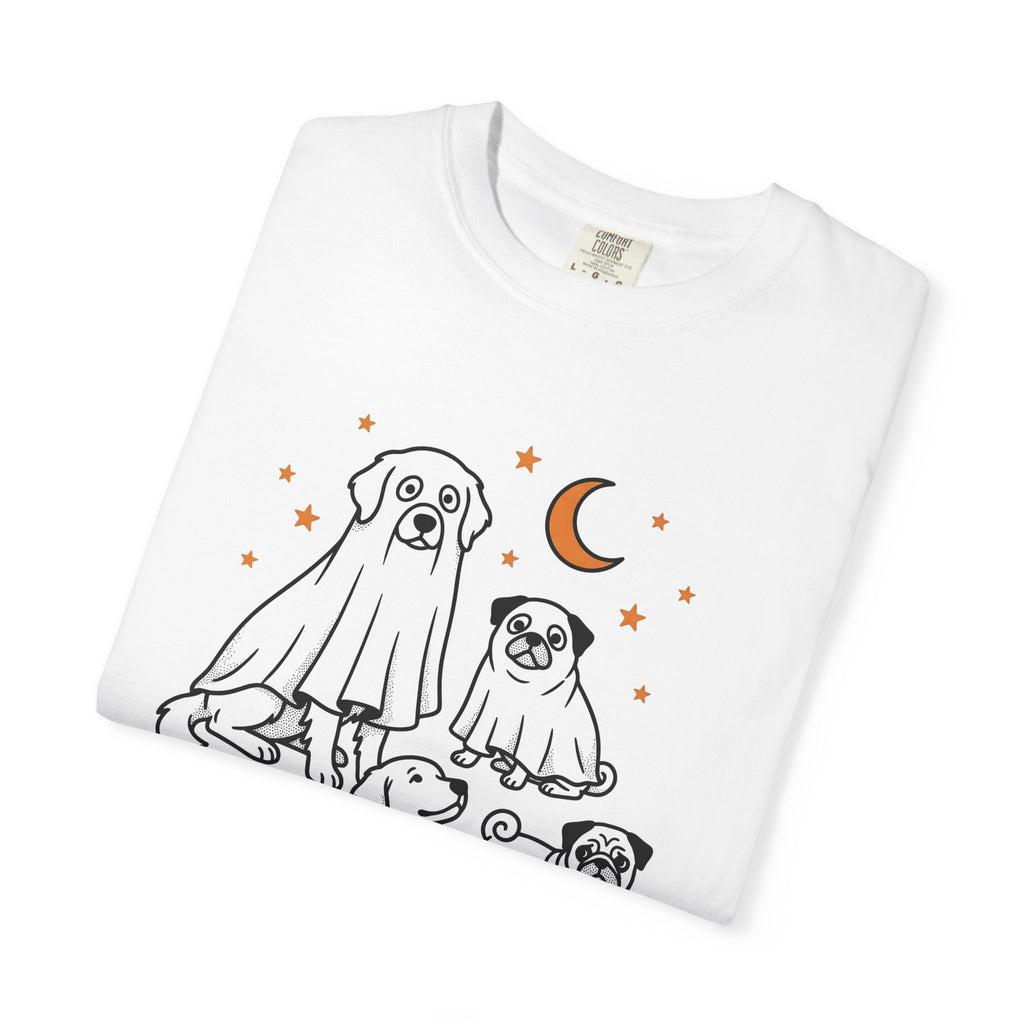 Canine Specter Art Shirt Halloween Puppy Gift Women Caricature Tee Dog Spirit T-Shirt Horror Fan Ghost Tshirt Puppy Graphic Line Art Squash