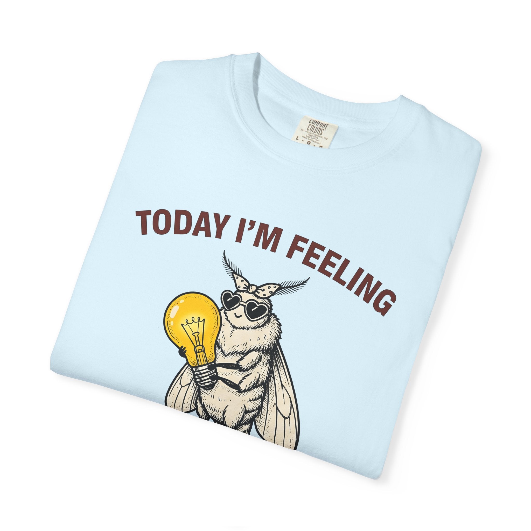 Moth Holding Lightbulb Shirt Funny Animal Gift Women Vintage Tee Moth T-Shirt Humor Fan Retro Tshirt Creature Graphic Hand Drawn Heart
