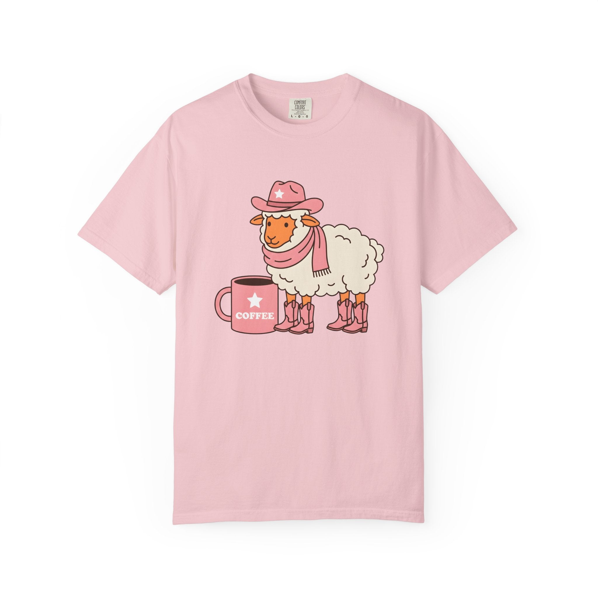 Cowgirl Sheep Shirt Coffee Animal Gift Women Kawaii Tee Shepherd T-Shirt Coffee Fan Cute Tshirt Creature Graphic Cartoon Coffee Mug Tshirt