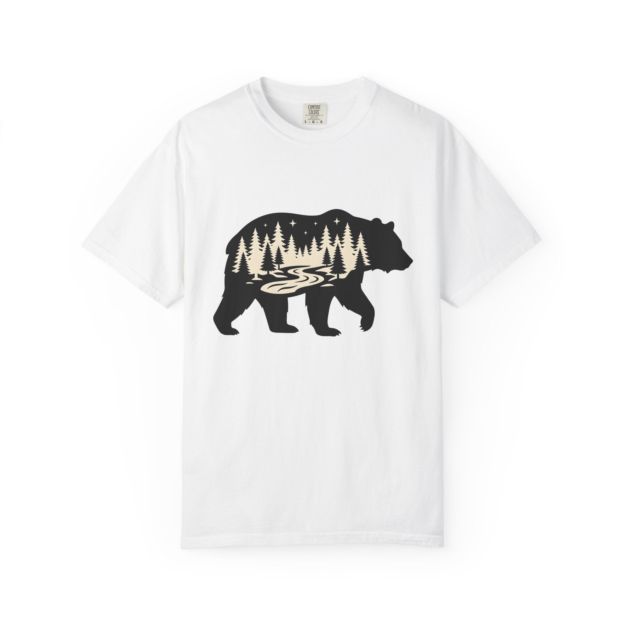 Bear Forest Shirt Cottagecore Woodland Gift Women Minimalist Tee Bear T-Shirt Rustic Fan Simple Tshirt Forest Graphic Nature Pine Trees