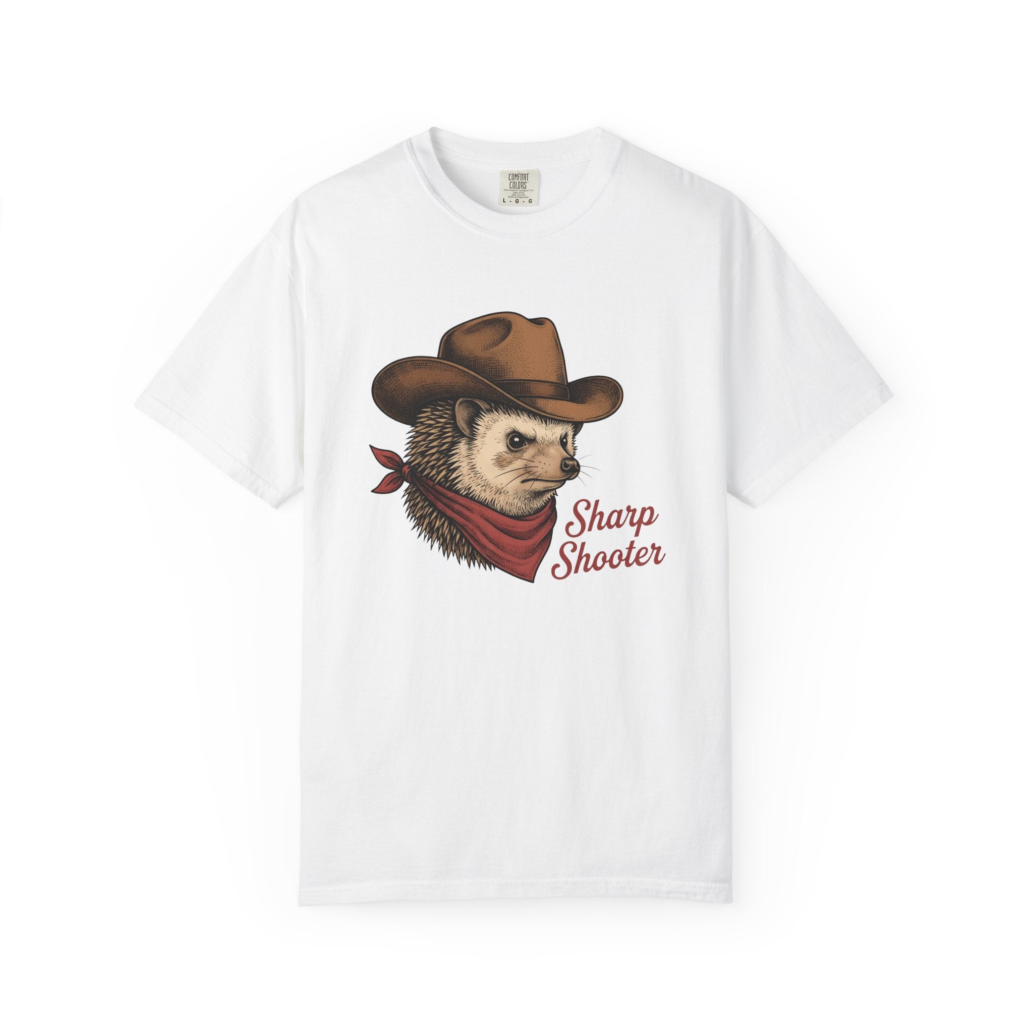 Cowboy Hedgehog Shirt Funny Animal Gift Women Vintage Tee Hedgehog T-Shirt Humor Fan Retro Tshirt Creature Graphic Hand Drawn Bandana Tshirt