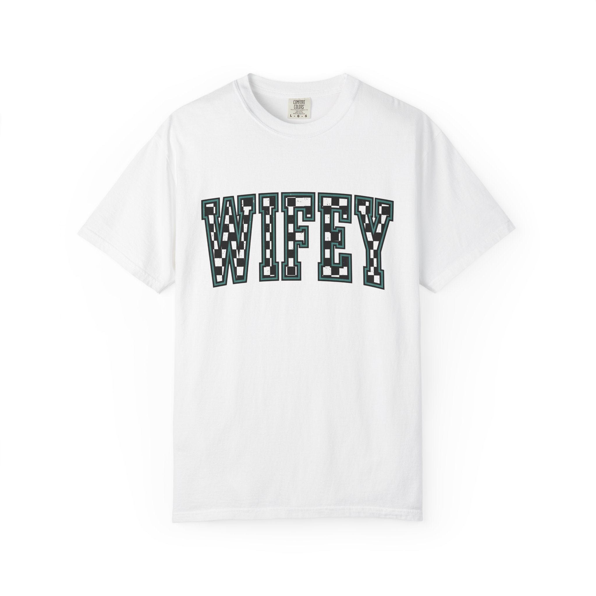 Varsity Check Text Shirt Wife Nuptials Gift Women Heavy Tee Check Text T-Shirt Bride Fan Grunge Tshirt Wedding Graphic Old School Checker