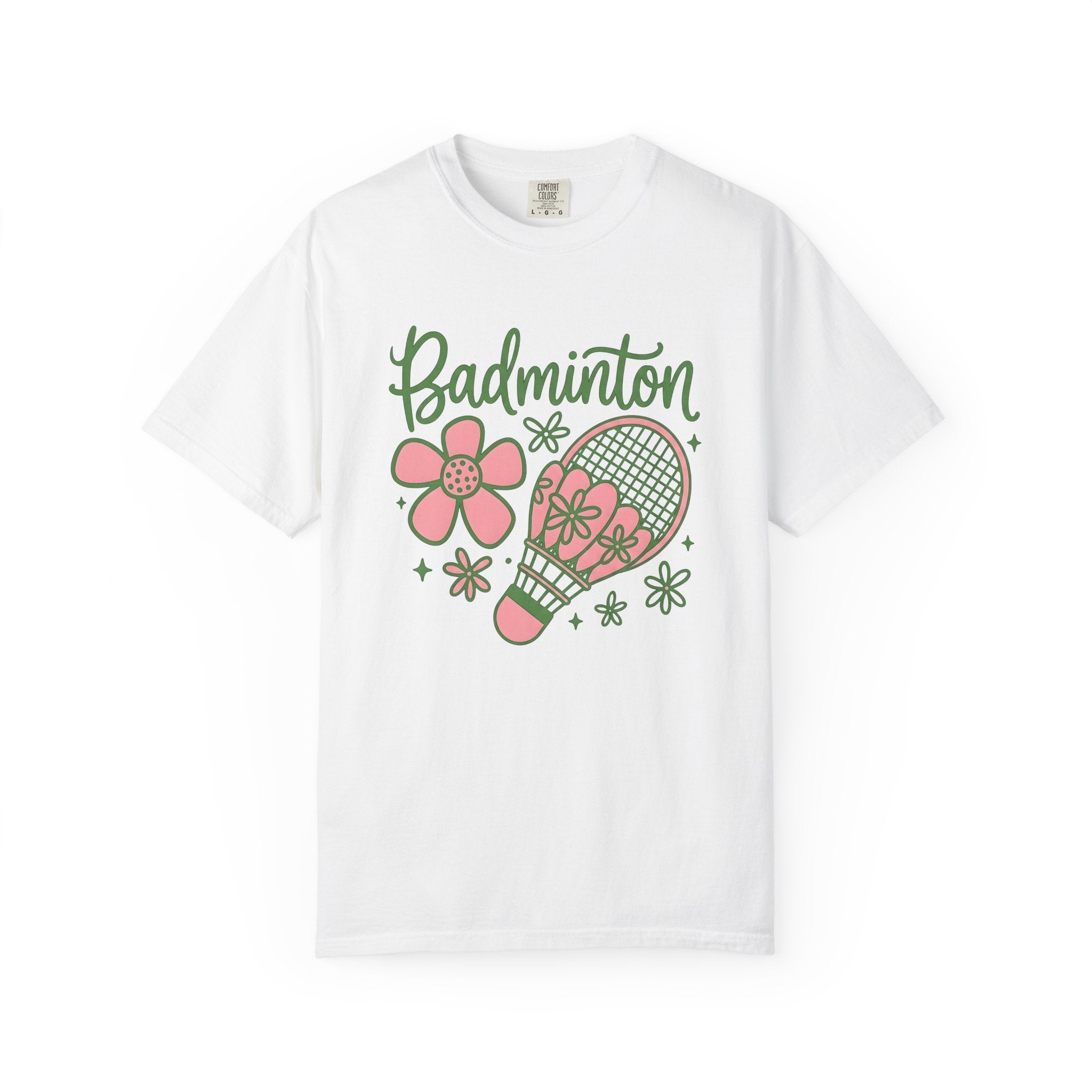 Badminton Racket Shirt Badminton Floral Gift Women Playful Tee Racket T-Shirt Badminton Enthusiast Fun Tshirt Botanical Graphic Retro Flower