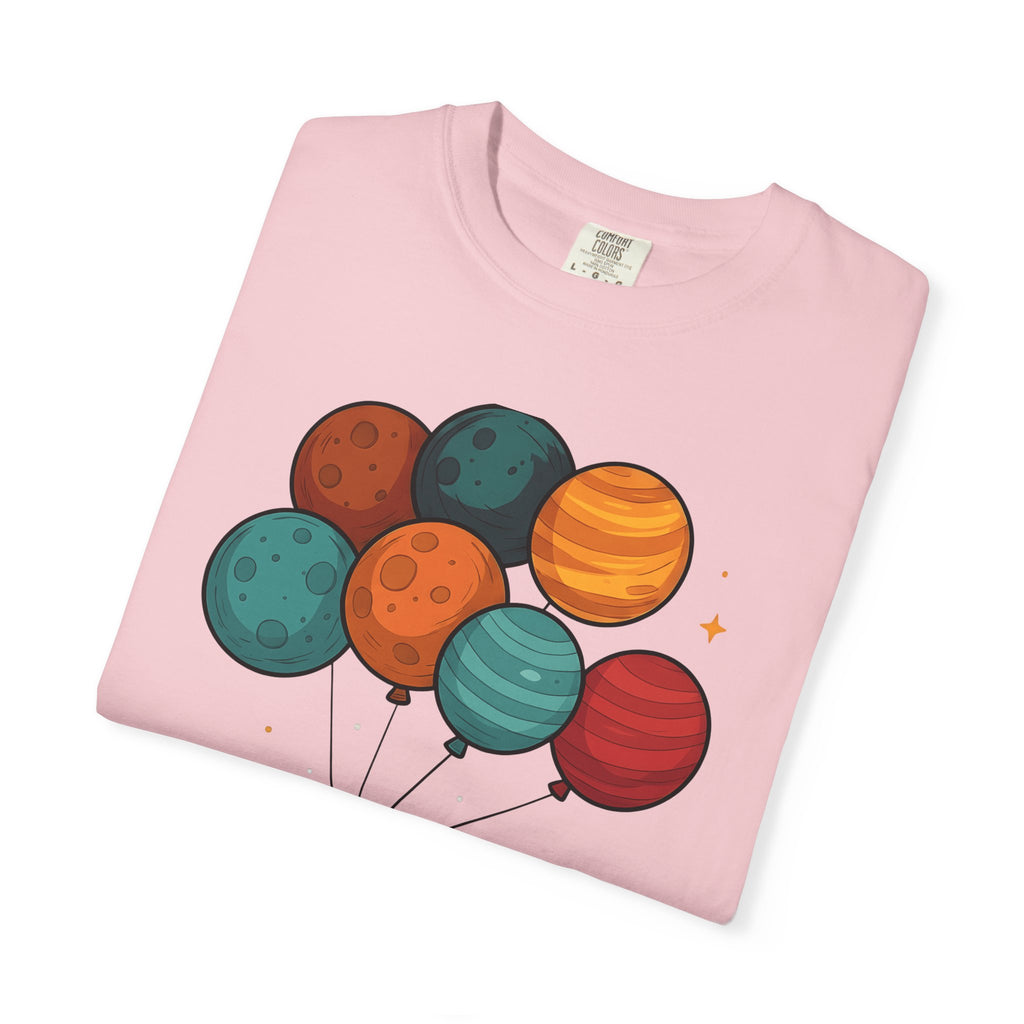 Robots Balloon Shirt Cute Universe Gift Women Anime Tee Bot T-Shirt Kawaii Fan Manga Tshirt Cosmic Graphic Sketch Planets Tshirt