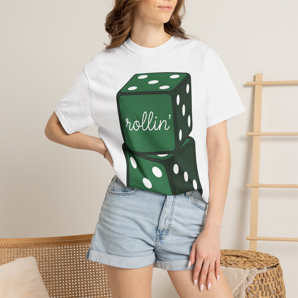 Green Dice Shirt St Patrick's Day Gambling Gift Women Graphic Tee Dice T-Shirt Luck Fan Graphic Tshirt Betting Design Minimal Polka Dots