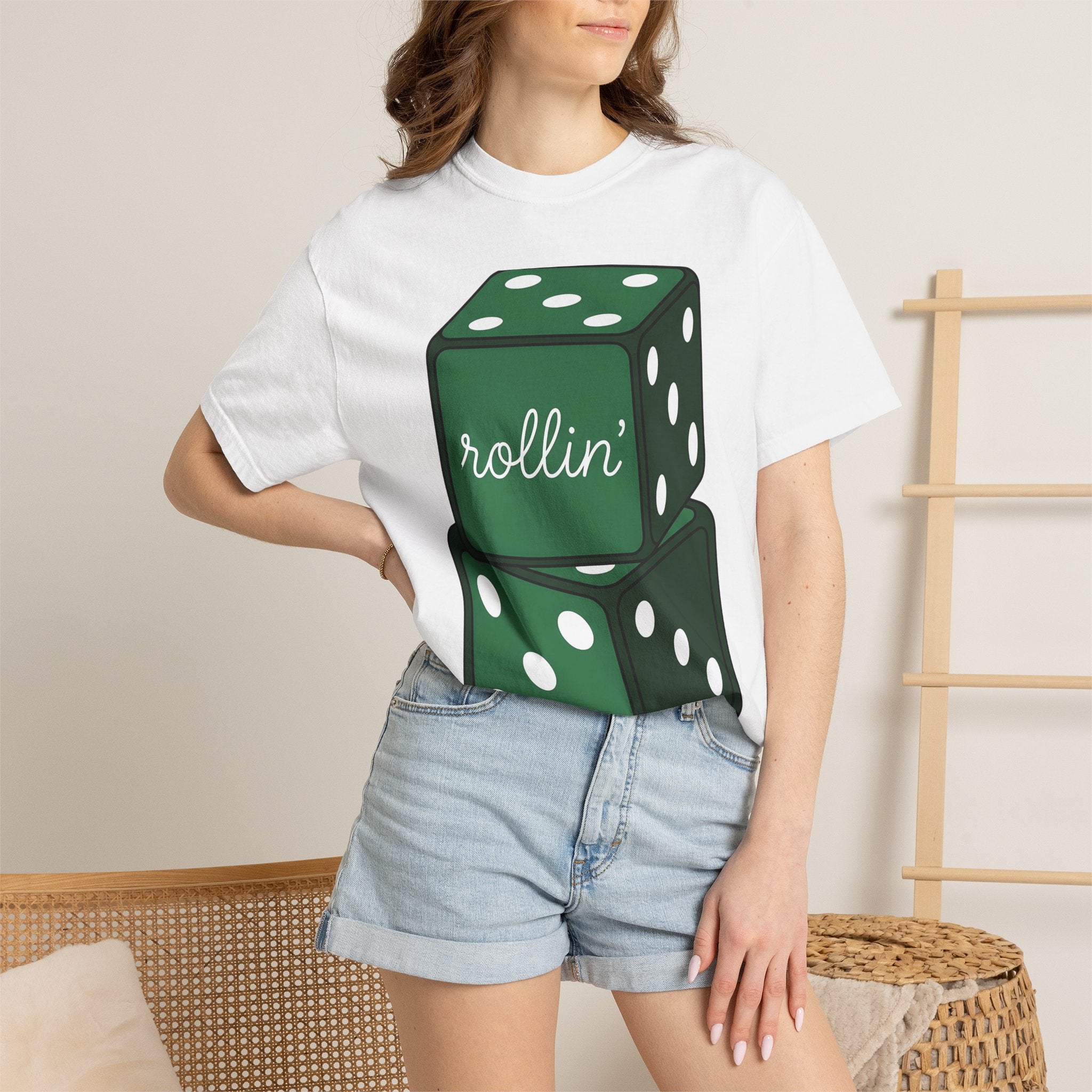 Green Dice Shirt St Patrick's Day Gambling Gift Women Graphic Tee Dice T-Shirt Luck Fan Graphic Tshirt Betting Design Minimal Polka Dots