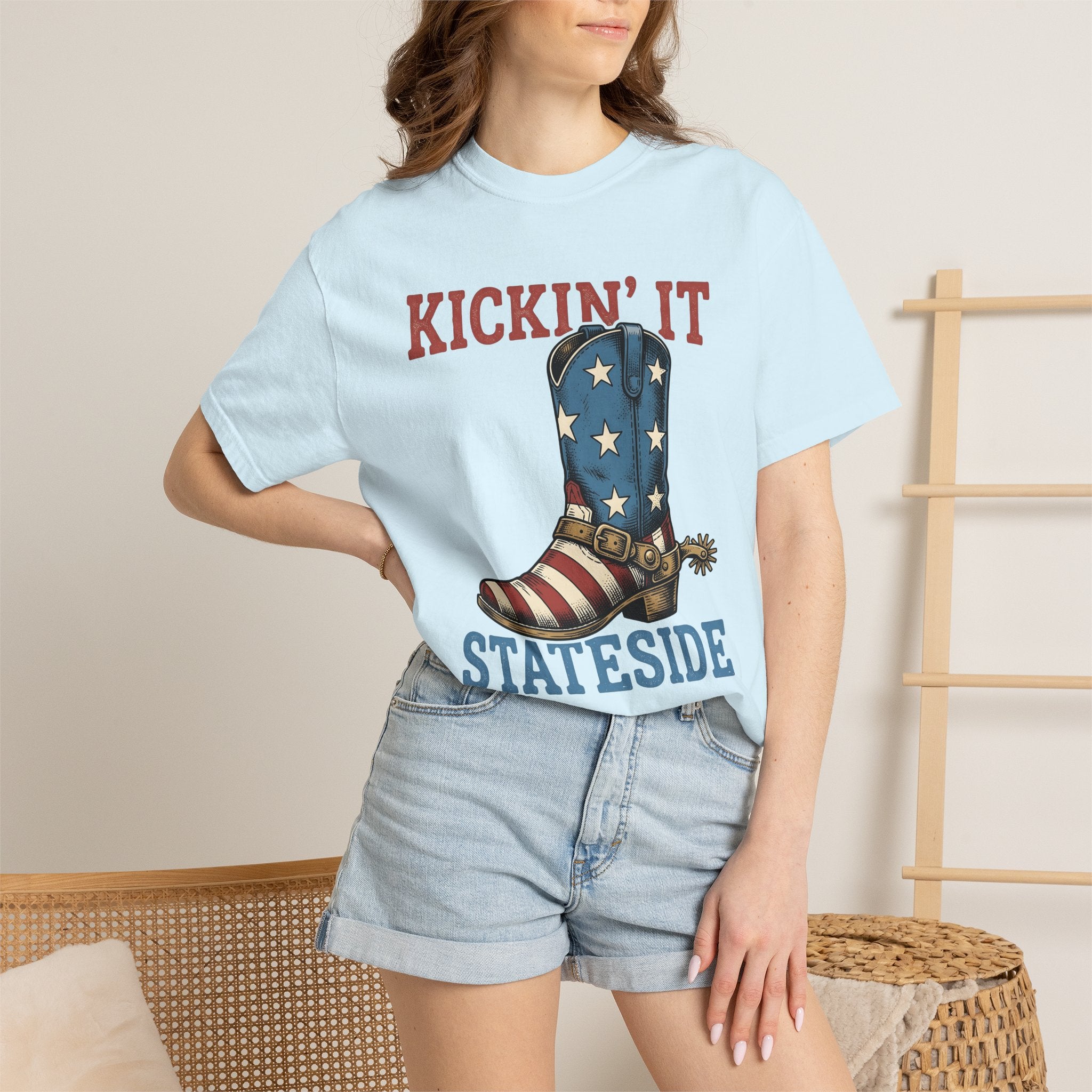Leather Boot Shirt America Country Gift Women Farmhouse Tee Boot T-Shirt Patriot Fan Rustic Tshirt Rural Graphic Old School Star Design