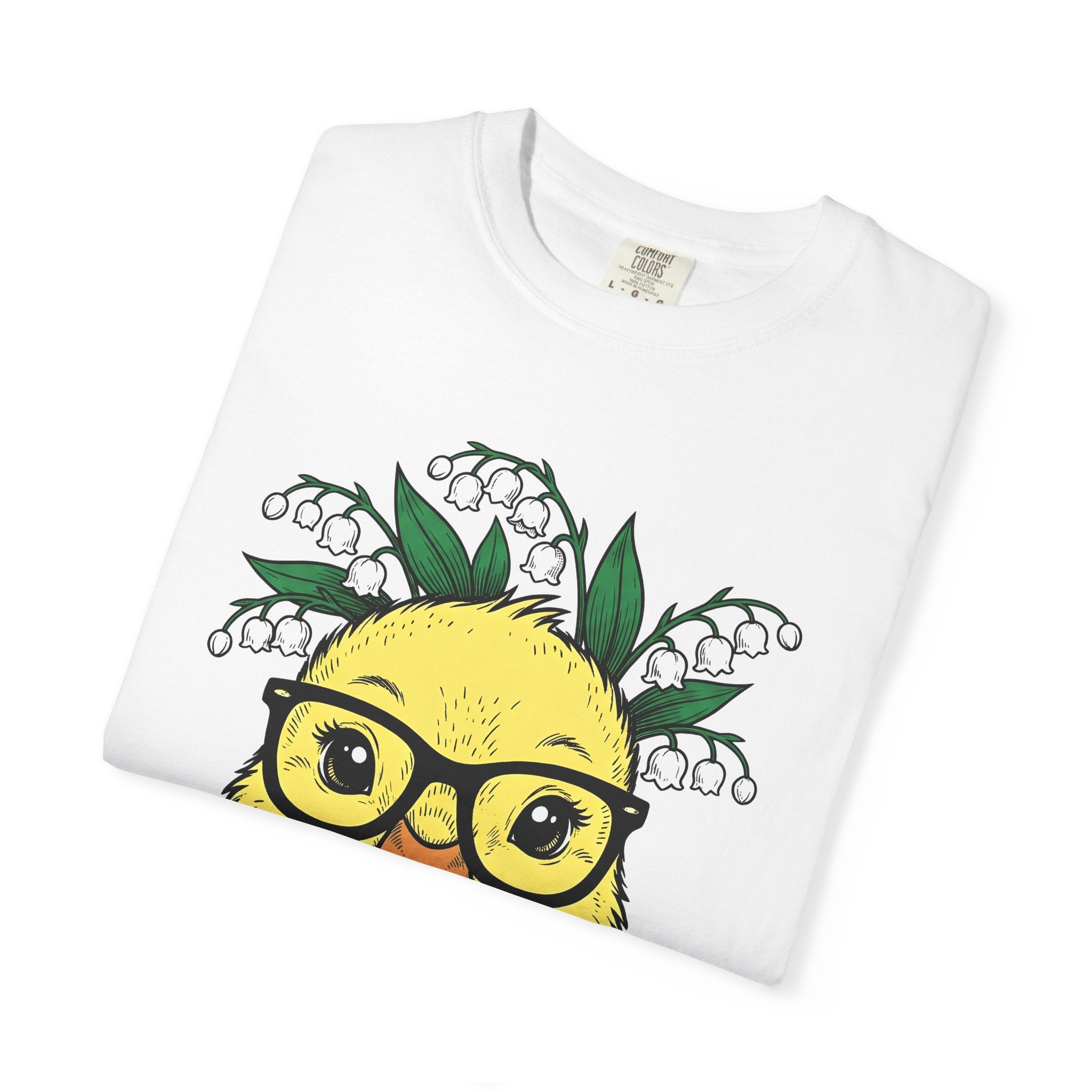Duck Chick Spectacles Shirt Easter Creature Gift Women Animated Tee Duckling T-Shirt Easter Fan Cartoon Tshirt Animal Graphic Doodle Flower