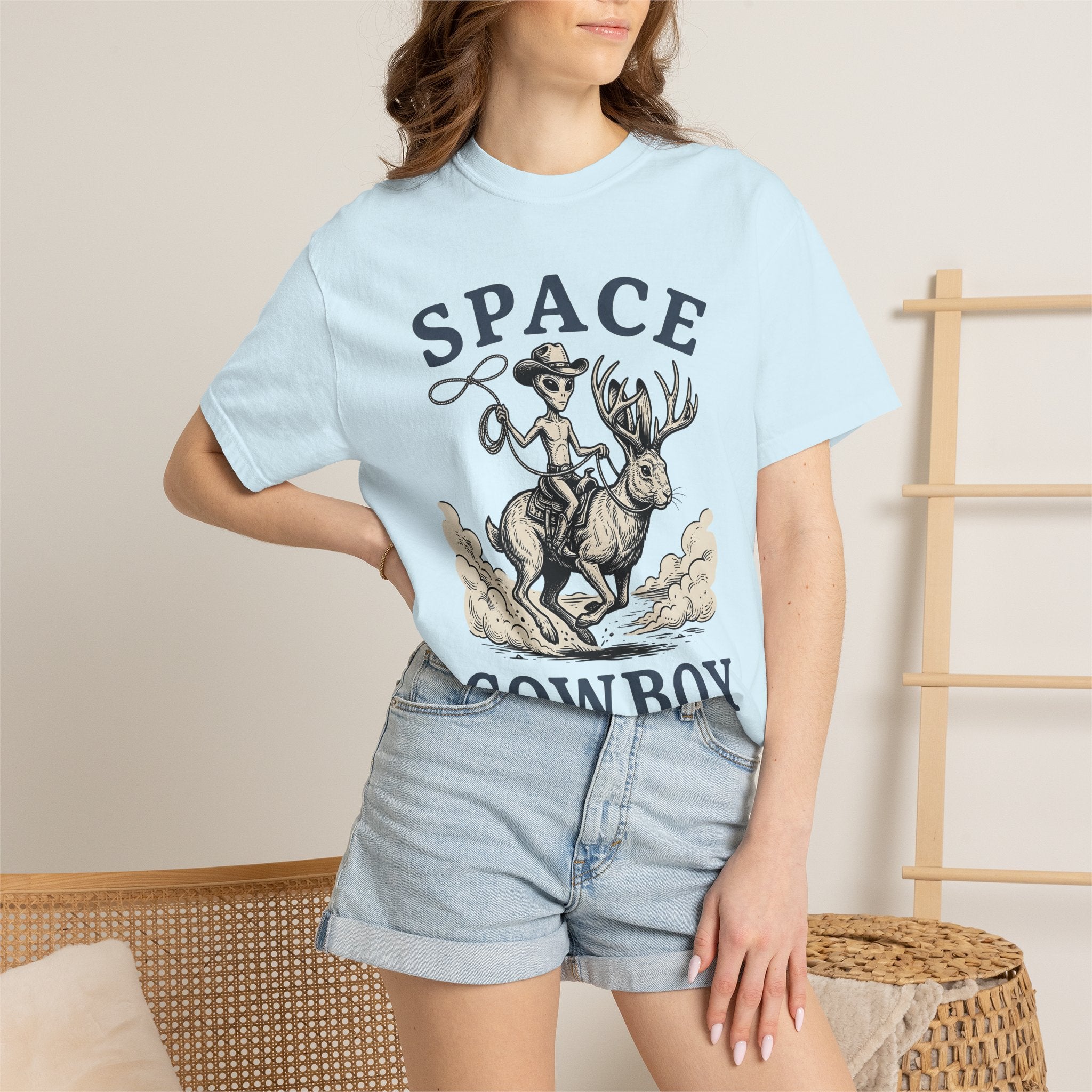 Alien Cowboy Shirt Funny Western Gift Women Vintage Tee Space Cowboy T-Shirt Humor Fan Retro Graphic Tshirt Retro Jackalope Tshirt
