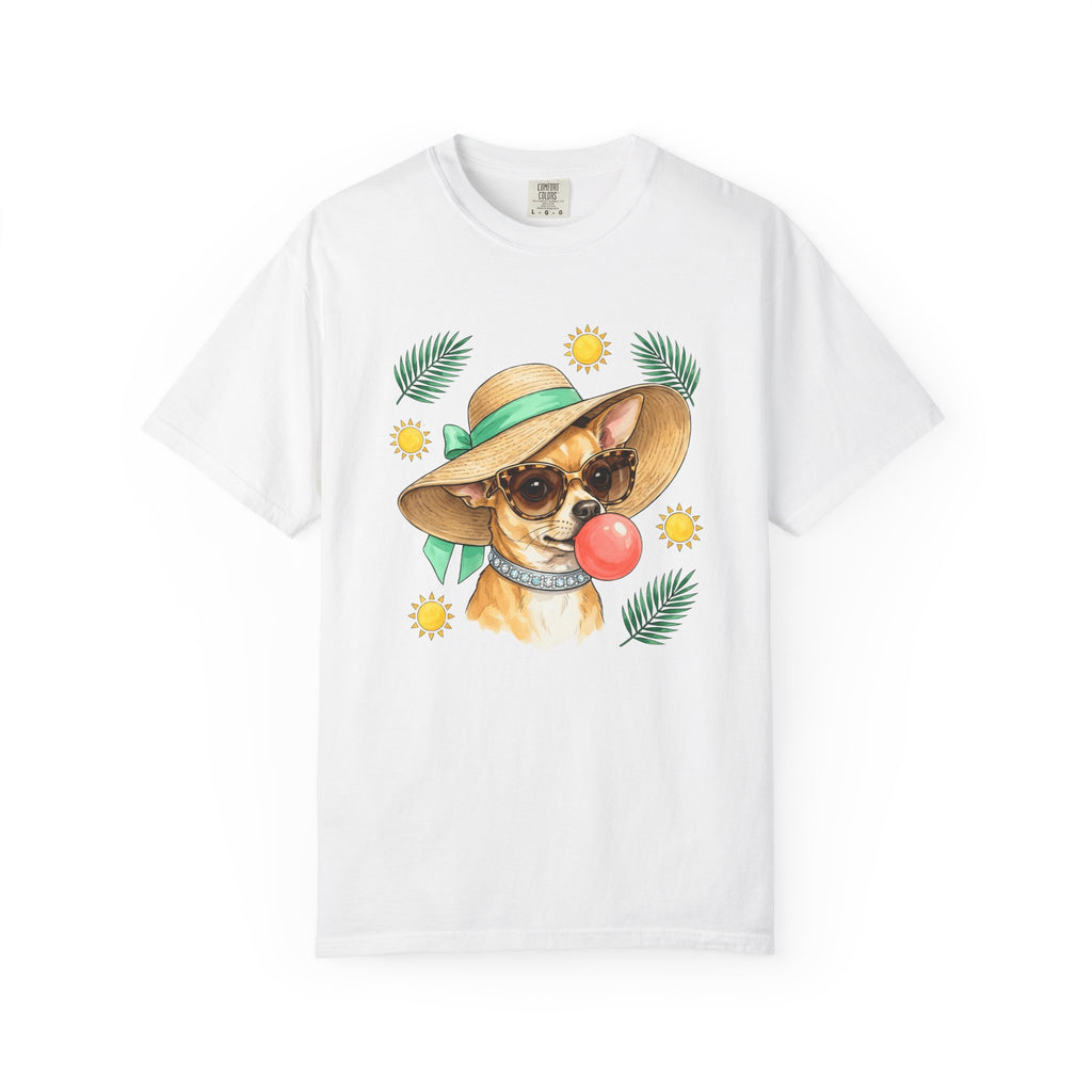 Chihuahua Pet Shirt Dog Holiday Gift Women Pastel Tee Puppy T-Shirt Dog Fan Pup Tshirt Vacation Graphic Line Art Sun Rays Tshirt
