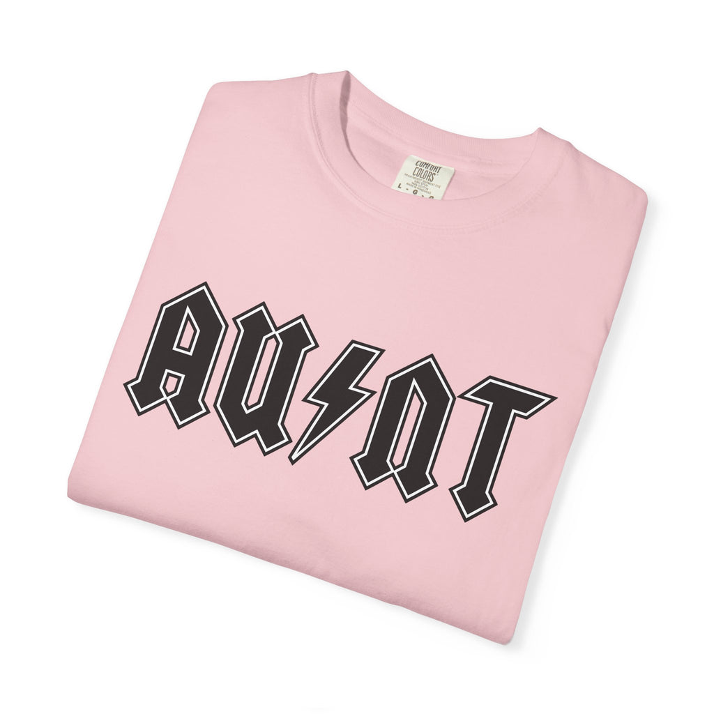 Bold Script Shirt Aunt Audio Gift Women Metal Tee Calligraphy T-Shirt Auntie Fan Gothic Tshirt Sound Graphic Old School Flash Bolt Tshirt