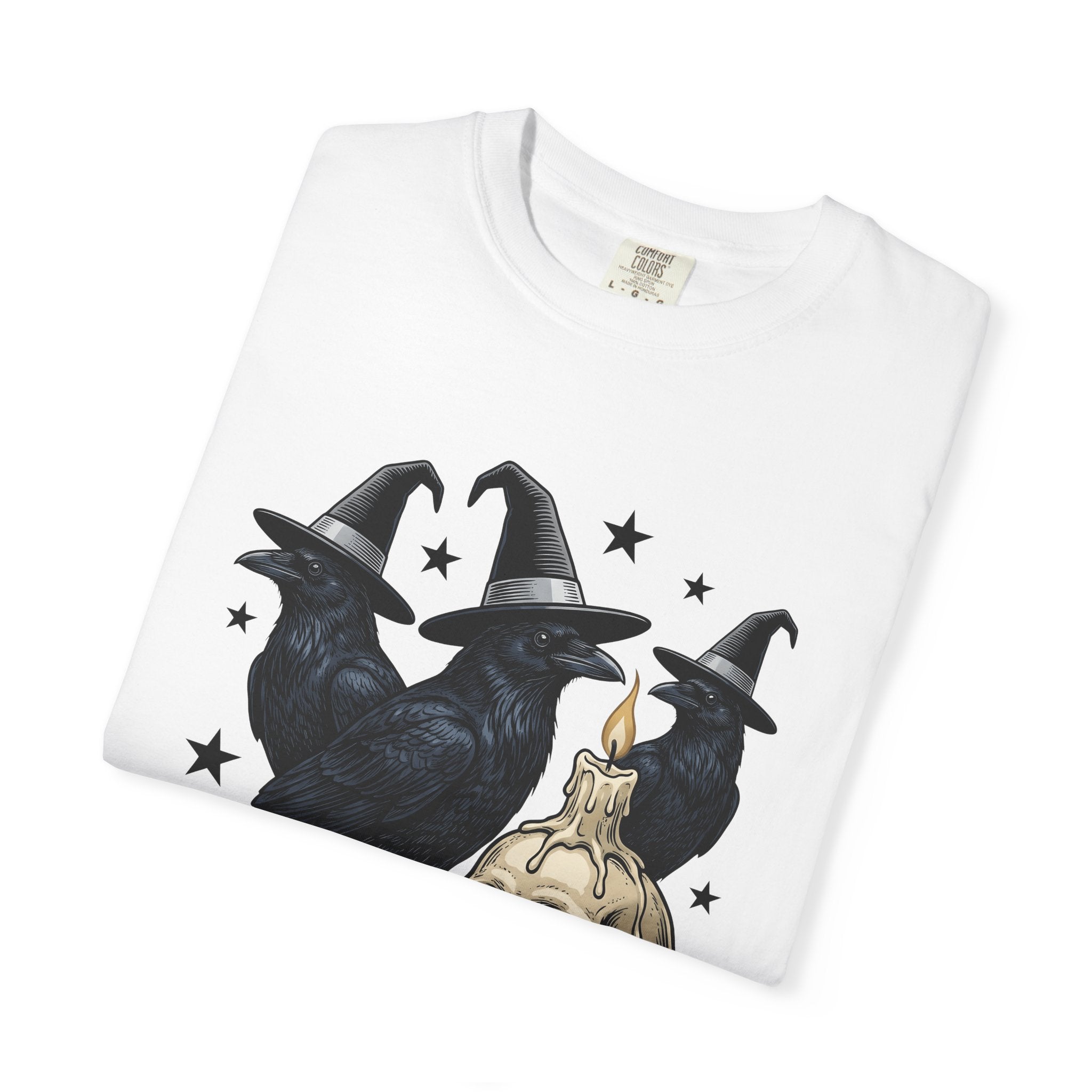 Crow Wizard Hat Shirt Boho Chic Fall Gift Women Spooky Tee Witch Hat T-Shirt Bohemian Fan Gothic Tshirt Autumn Graphic Retro Bones Tshirt