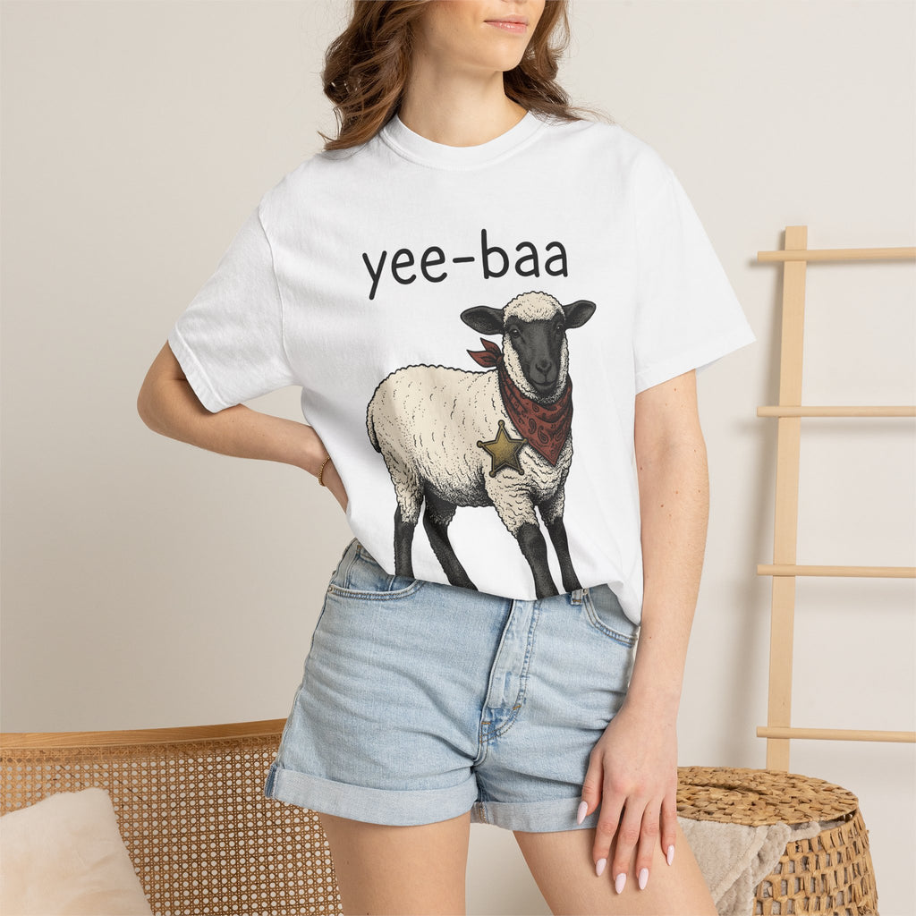 Cowboy Sheep Shirt Easter Animal Gift Women Vintage Tee Ram T-Shirt Easter Fan Creature Graphic Tshirt Hand Drawn Sheriff Badge Tshirt