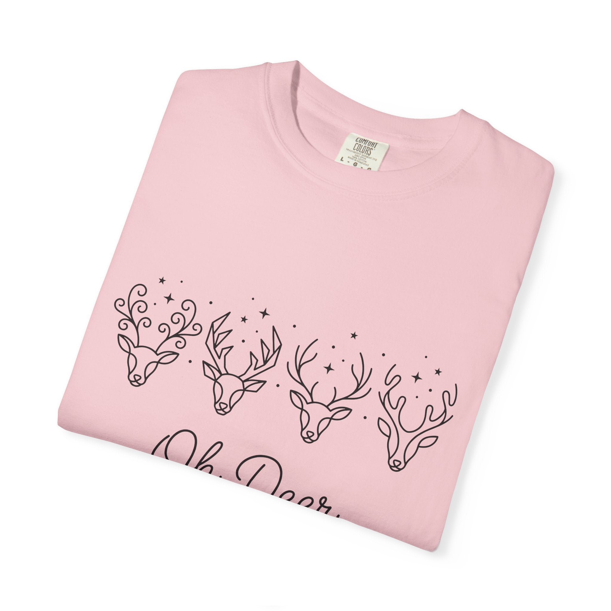 Elk Heads Shirt Christmas Fauna Gift Women Contemporary Tee Moose T-Shirt Xmas Fan Modern Tshirt Wildlife Graphic Contour Star Symbols