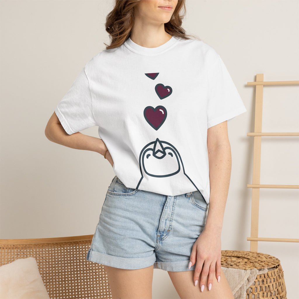 Penguin Art Shirt Animals Passion Gift Women Lovable Tee Penguin T-Shirt Wildlife Fan Cute Tshirt Love Graphic Sleek Heart Icons Tshirt