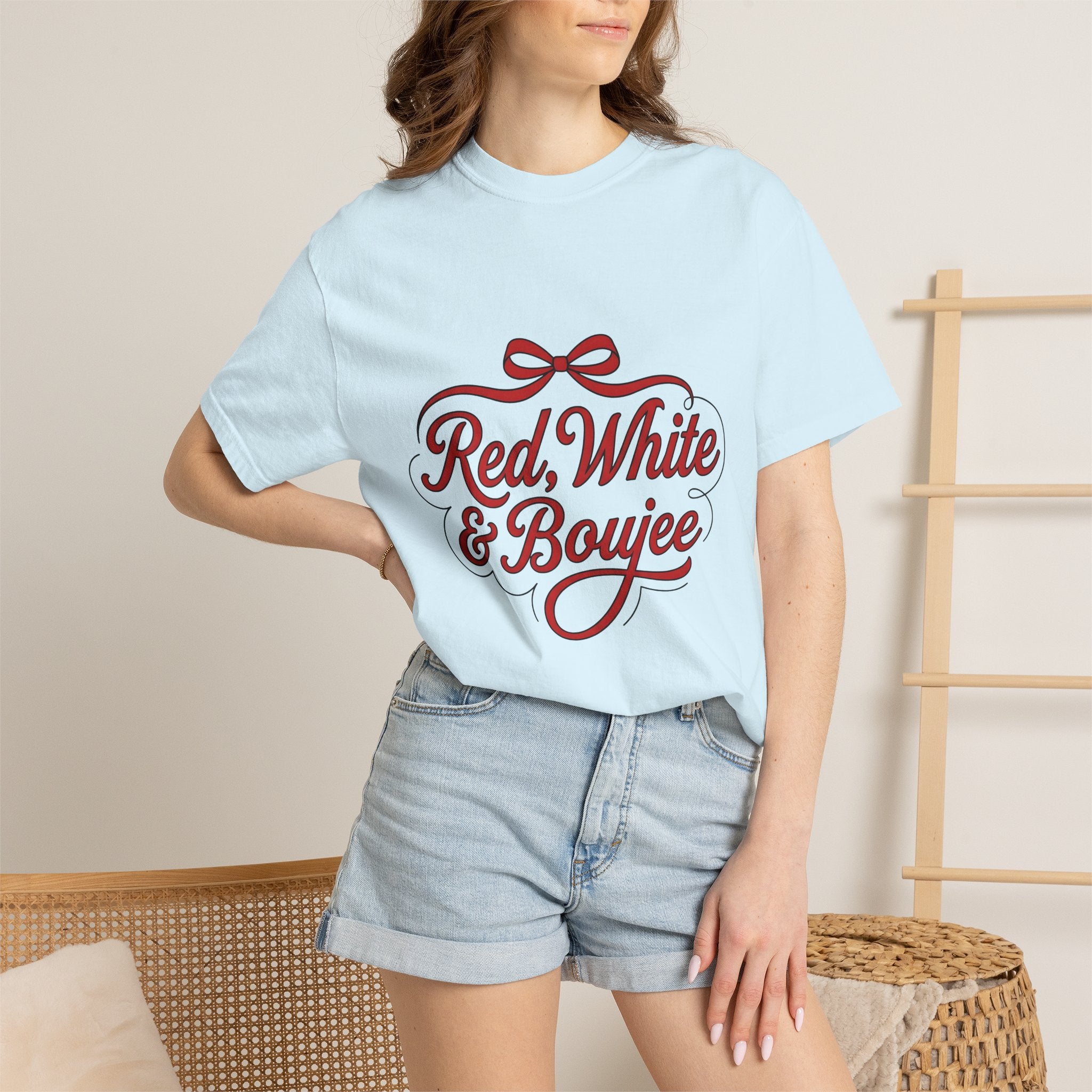 Red Ribbon Design Shirt 4th Of July Flag Gift Women Calligraphy Tee Ribbon T-Shirt Independence Day Fan Lettering Tshirt Banner Graphic