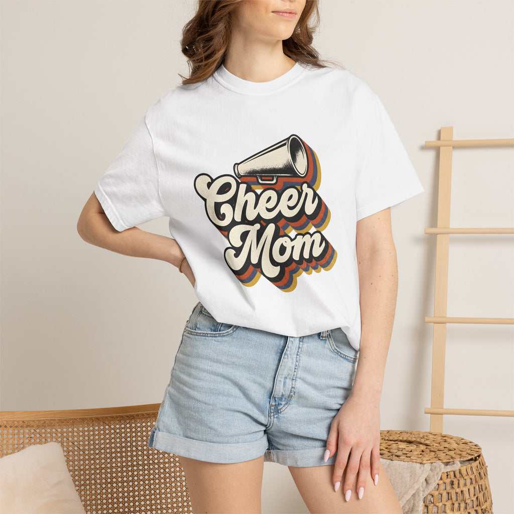 Megaphone Graphic Shirt Cheer Mom Sports Gift Women Retro Tee Loudspeaker T-Shirt Cheerleader Fan Vintage Graphic Tshirt Vintage Shadow