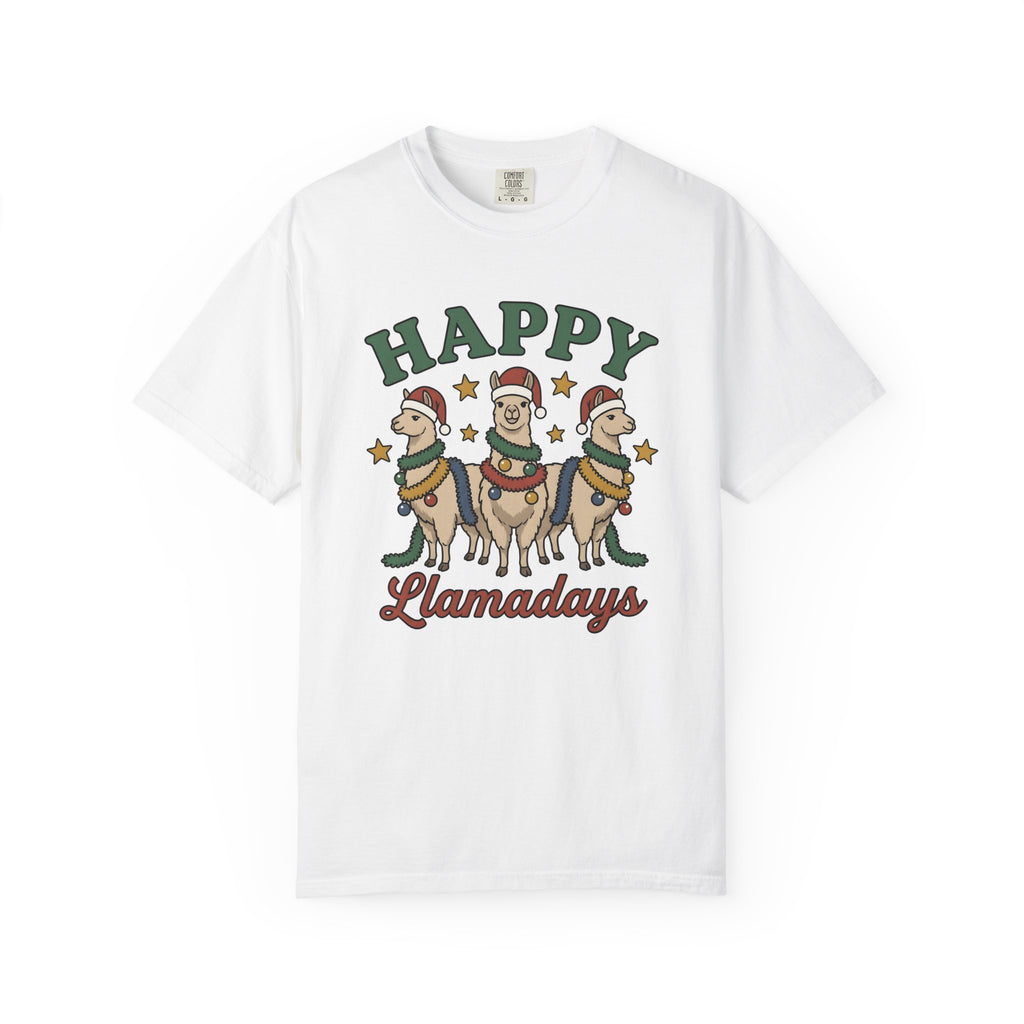 Llama Set Shirt Christmas Pet Gift Women Comic Tee Alpaca T-Shirt Xmas Fan Cartoon Tshirt Animal Graphic Classic Holiday Hat Tshirt