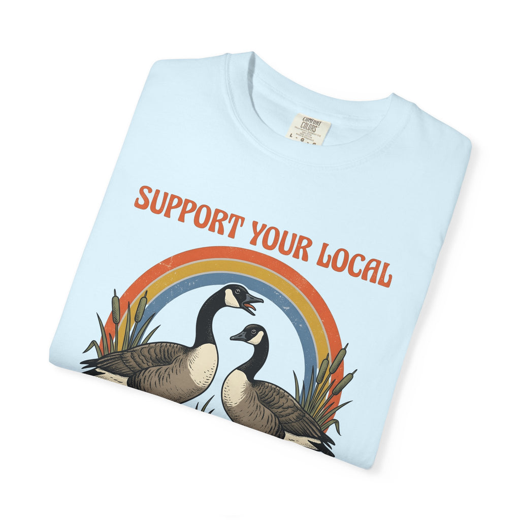 Canada Geese Shirt Funny Wildlife Gift Women Retro Tee Goose T-Shirt Humor Fan Vintage Tshirt Animal Graphic Hand Drawn Rainbow Tshirt