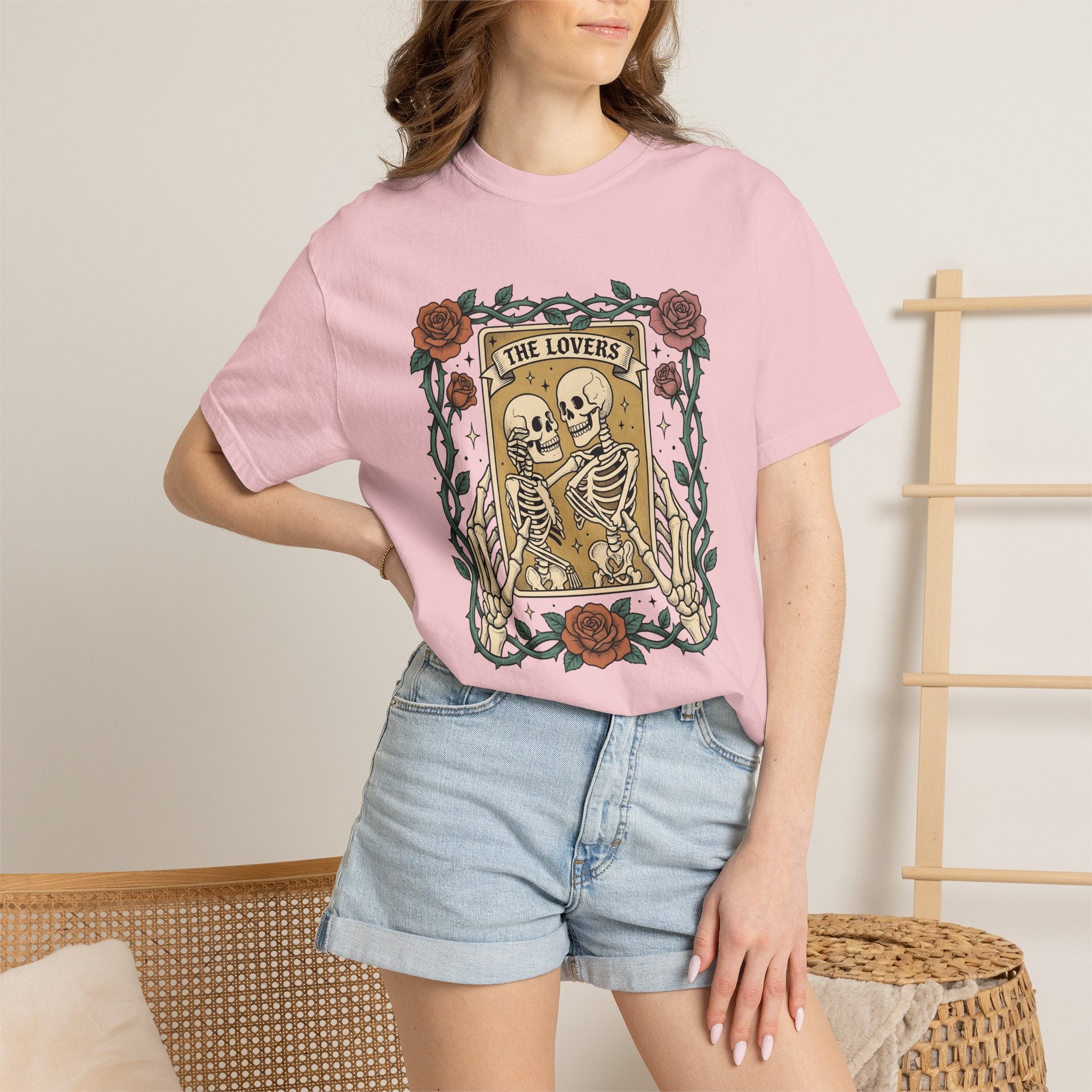 Skeleton Couple Shirt St Valentines Day Gothic Gift Women Tattoo Tee T-Shirt Romance Fan Ink Tshirt Dark Graphic Vintage Roses Tshirt