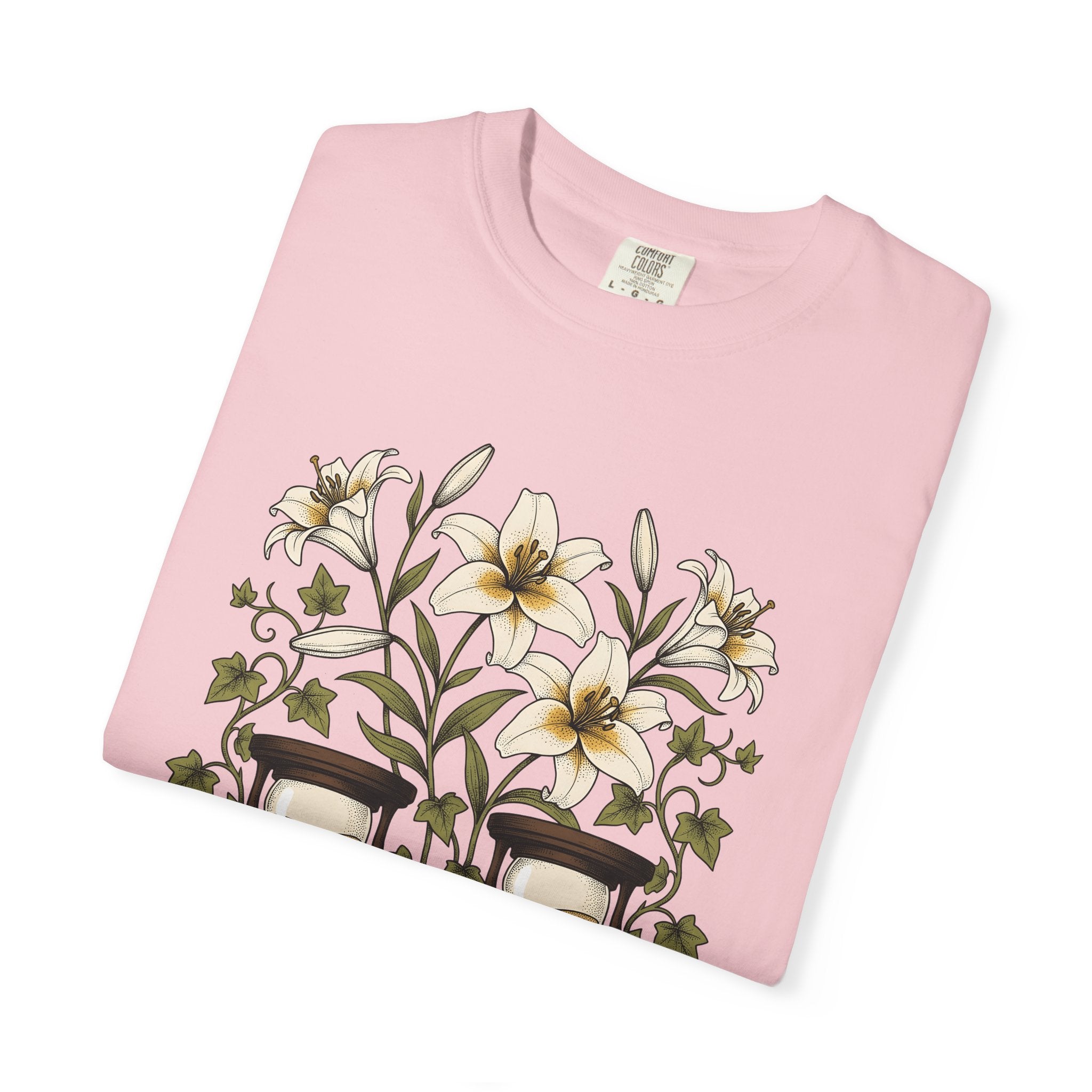 Lily Clock Shirt Holiday Garden Gift Women Plant Tee Floral Clock T-Shirt Vacation Fan Botanical Tshirt Yard Graphic Antique Creeper Tshirt