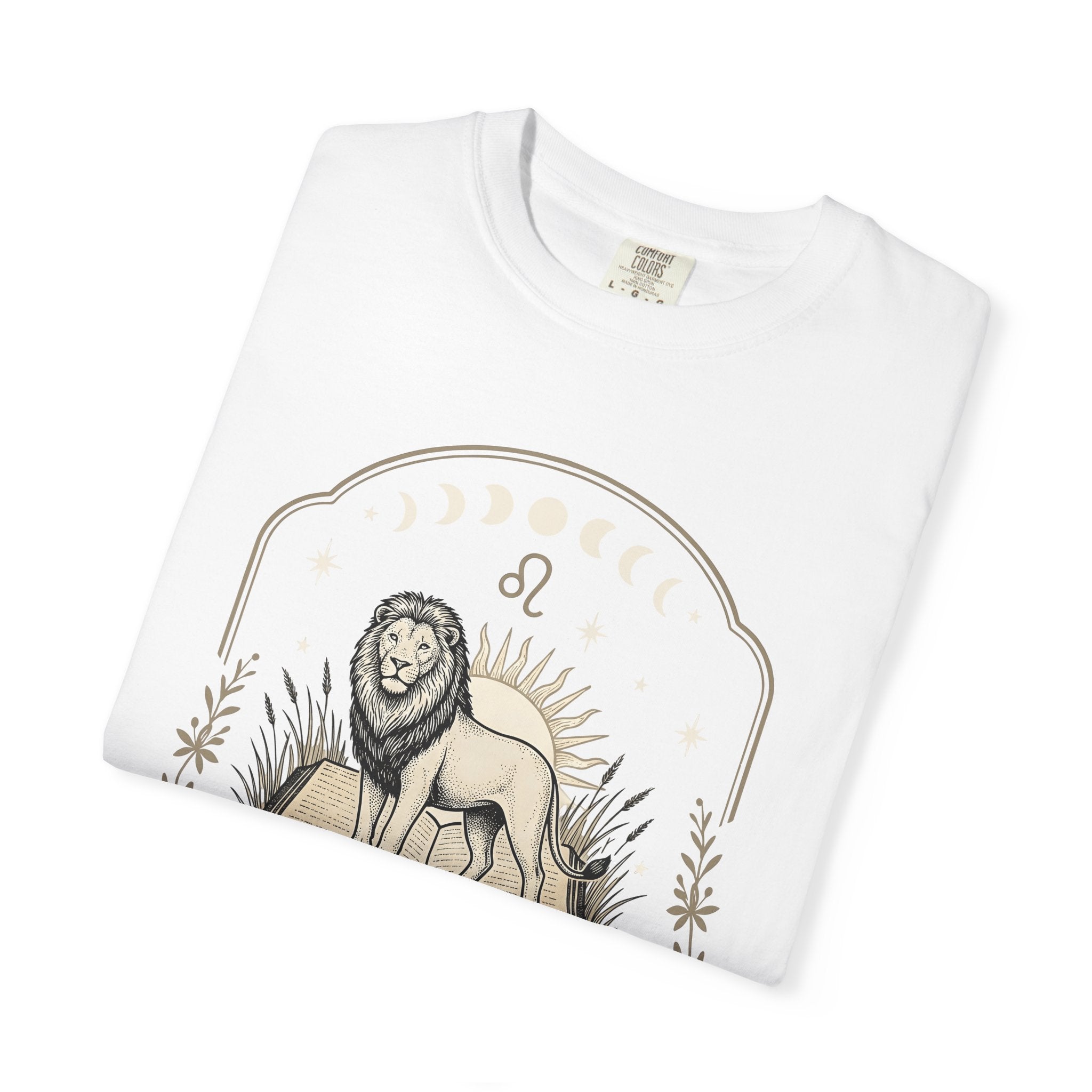 Lion Journal Shirt Boho Chic Horoscope Gift Women Celestial Tee Diary T-Shirt Bohemian Enthusiast Astrology Tshirt Astrology Graphic Retro