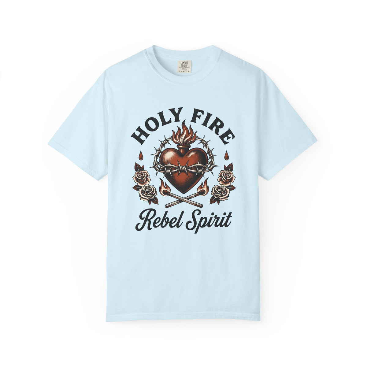 Flaming Divine Heart Shirt Tattoo Witchcraft Unisex Gift Sketch Tee Sacred Heart