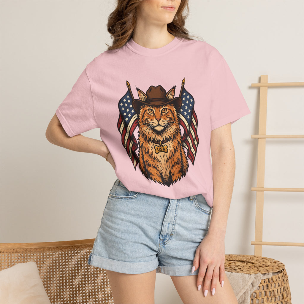 Cowboy Cat Shirt America/4th Of July Patriotic Gift Women Vintage Tee Kitty Cat T-Shirt Independence Day Fan Retro Tshirt Nationalistic