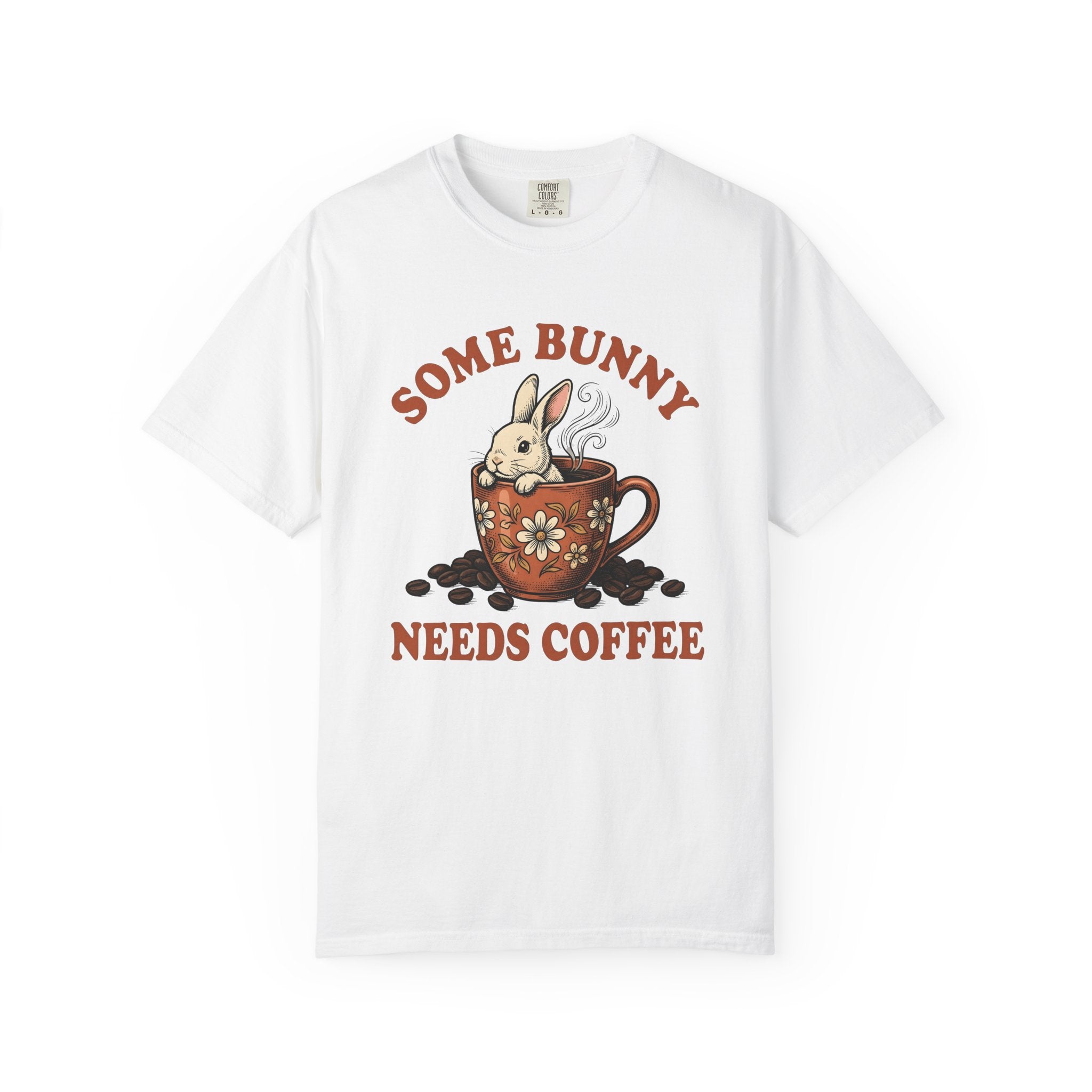 Hare Coffee Cup Shirt Easter Mocha Gift Women Farmhouse Tee Coffee Mug T-Shirt Spring Fan Rustic Tshirt Cappuccino Graphic Doodle Blossom