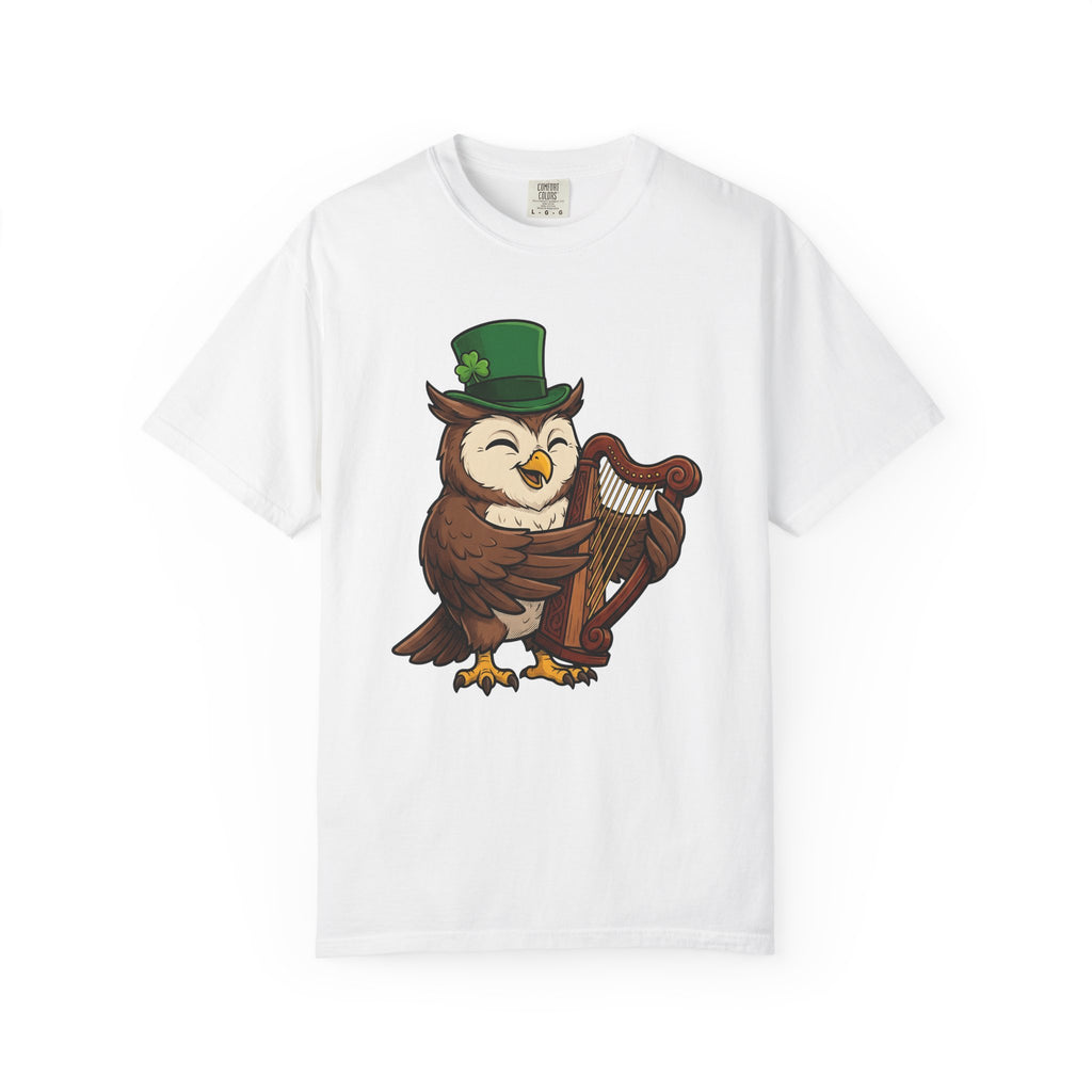 Owl Harp Shirt St Patrick's Day Animal Gift Women Cartoon Tee Hoot T-Shirt Patrick's Day Fan Owl Graphic Vintage Shamrock Hat Tshirt