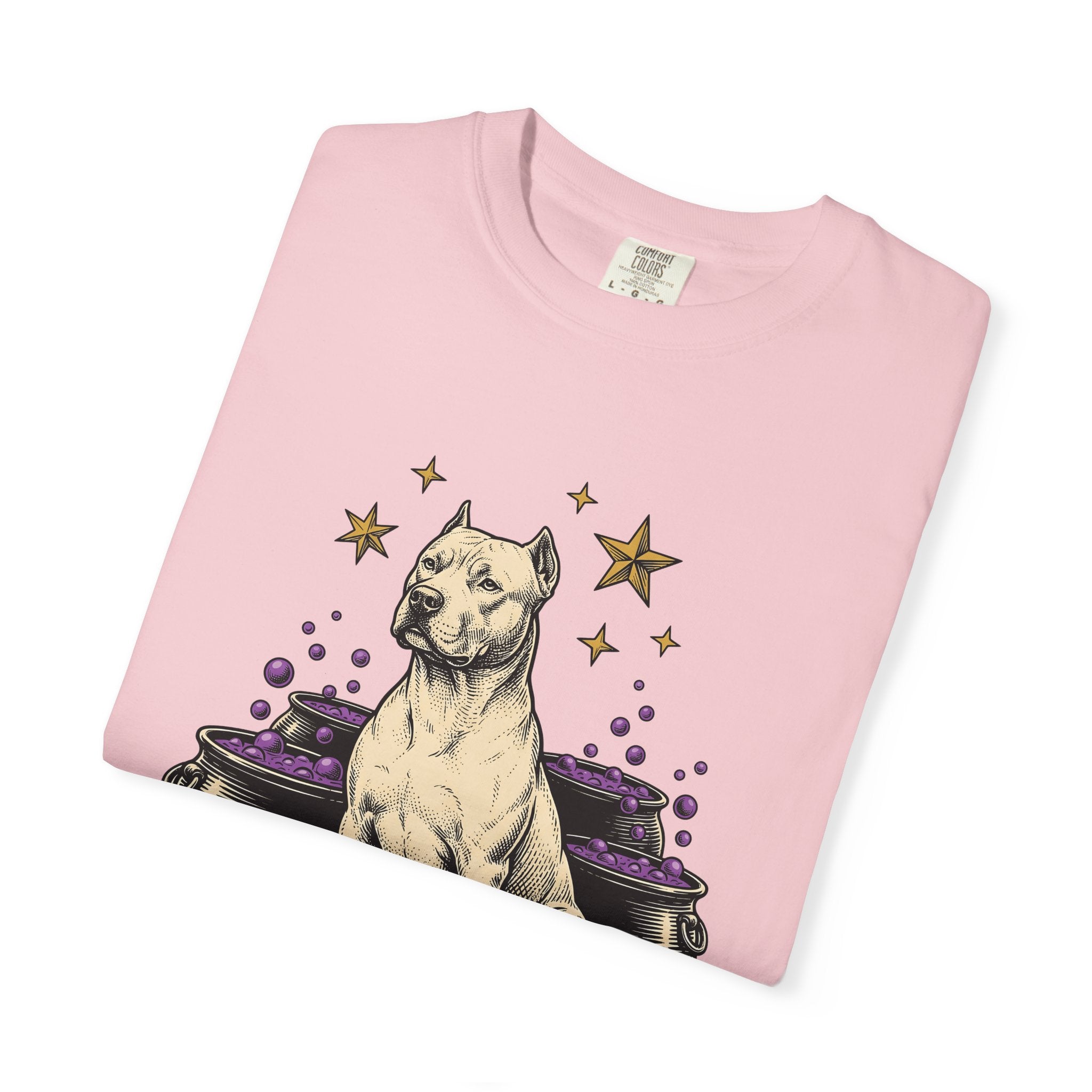 Pitbull Pup Shirt Dog Fall Gift Women Classic Graphic Tee Pitbull T-Shirt Dog Fan Vintage Tshirt Autumn Graphic Line Art Magic Pot Tshirt