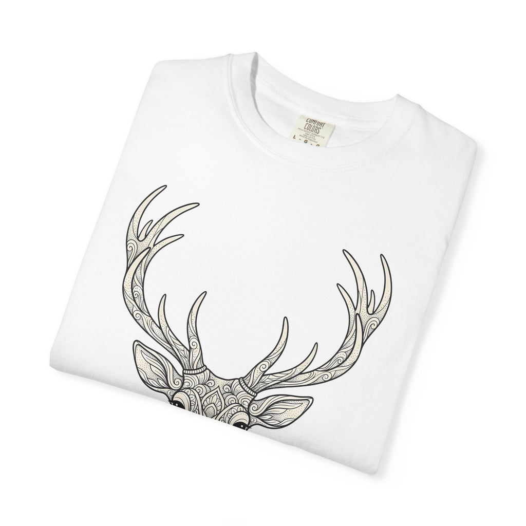 Deer Head Shirt Boho Chic Wildlife Gift Women Floral Tee Buck T-Shirt Bohemian Fan Botanical Tshirt Animal Graphic Sketch Horns Tshirt