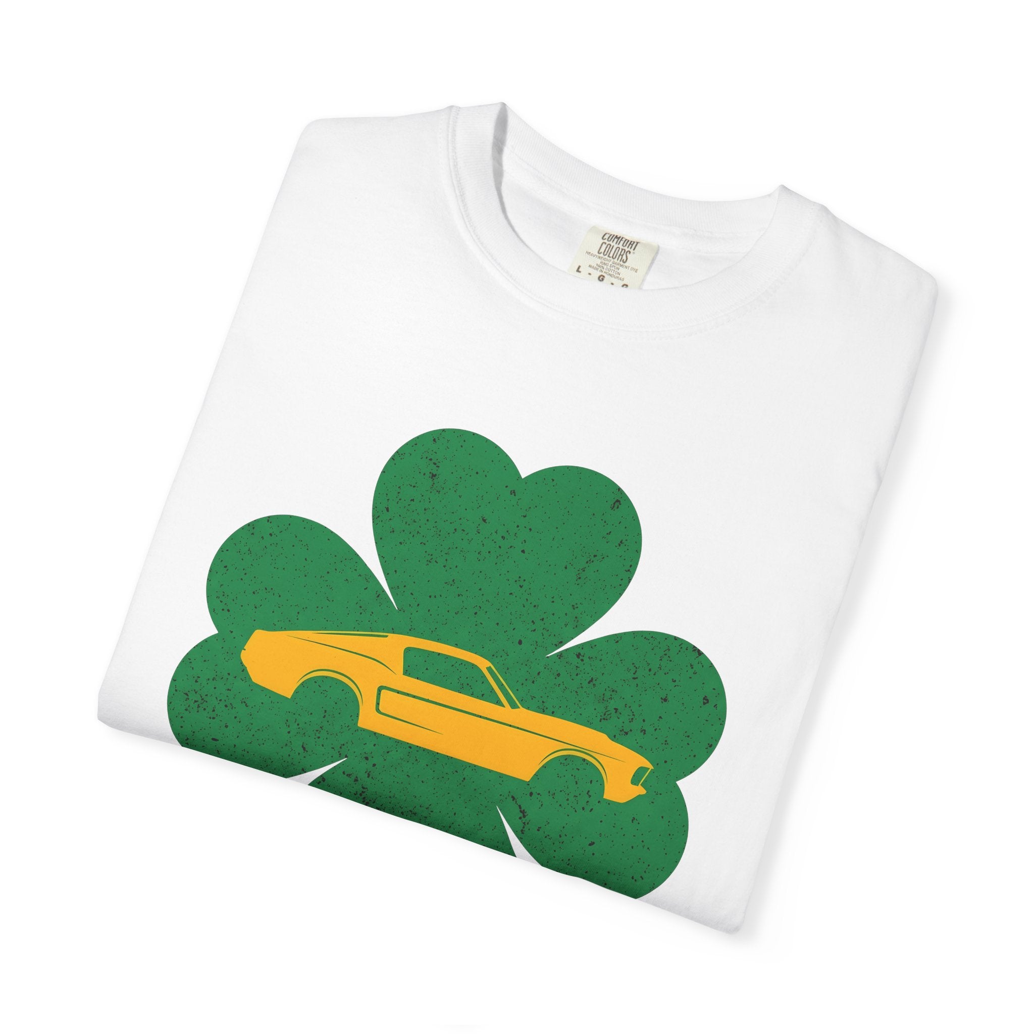 Vintage Muscle Car Clover Shirt St Patrick's Day Transport Gift Women Sketch Tee Muscle Car T-Shirt Patrick's Day Enthusiast Drawing