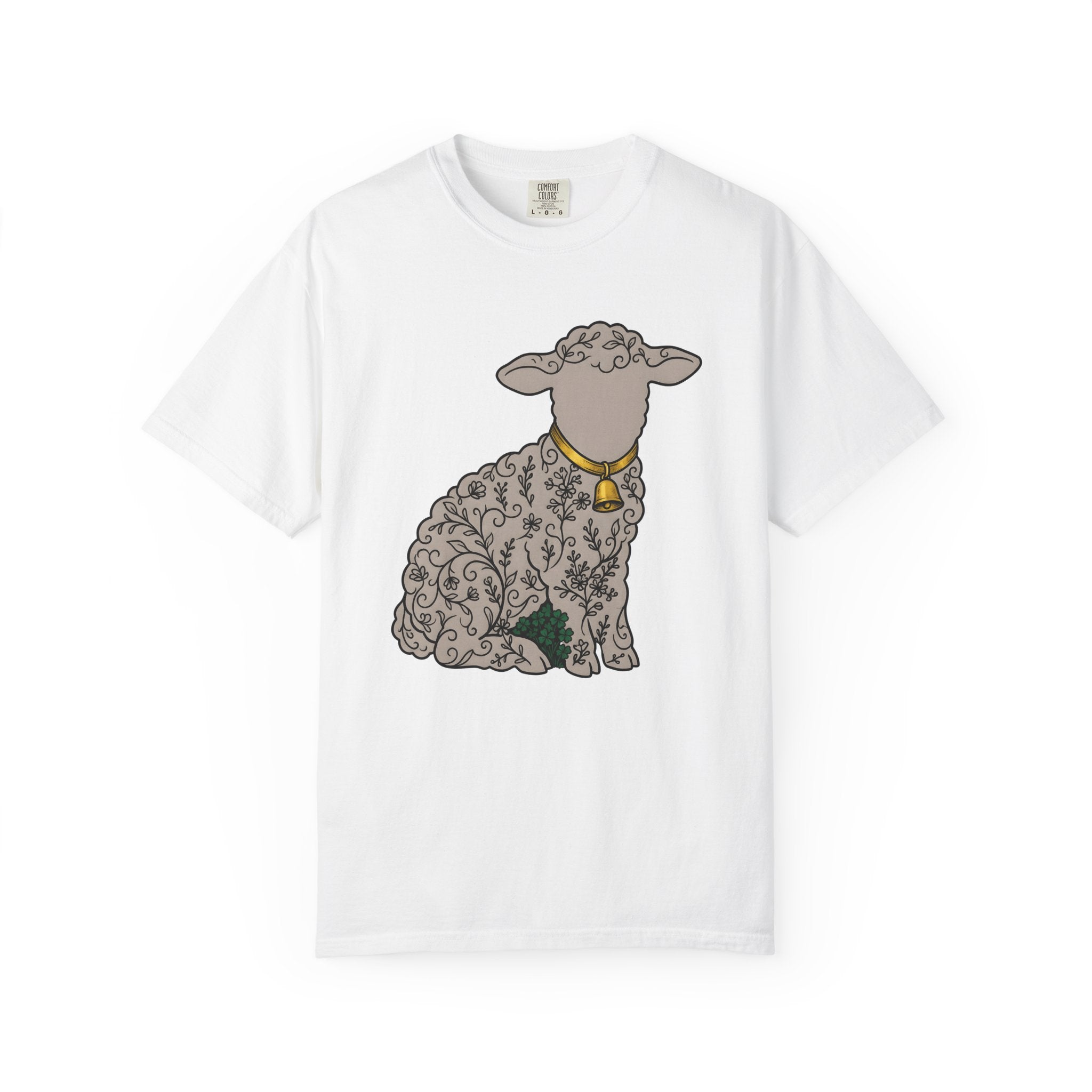 Lamb Floral Shirt Easter Farmhouse Gift Women Hand Drawn Tee Sheep T-Shirt Easter Fan Lamb Tshirt Rustic Graphic Minimalist Bell Tshirt