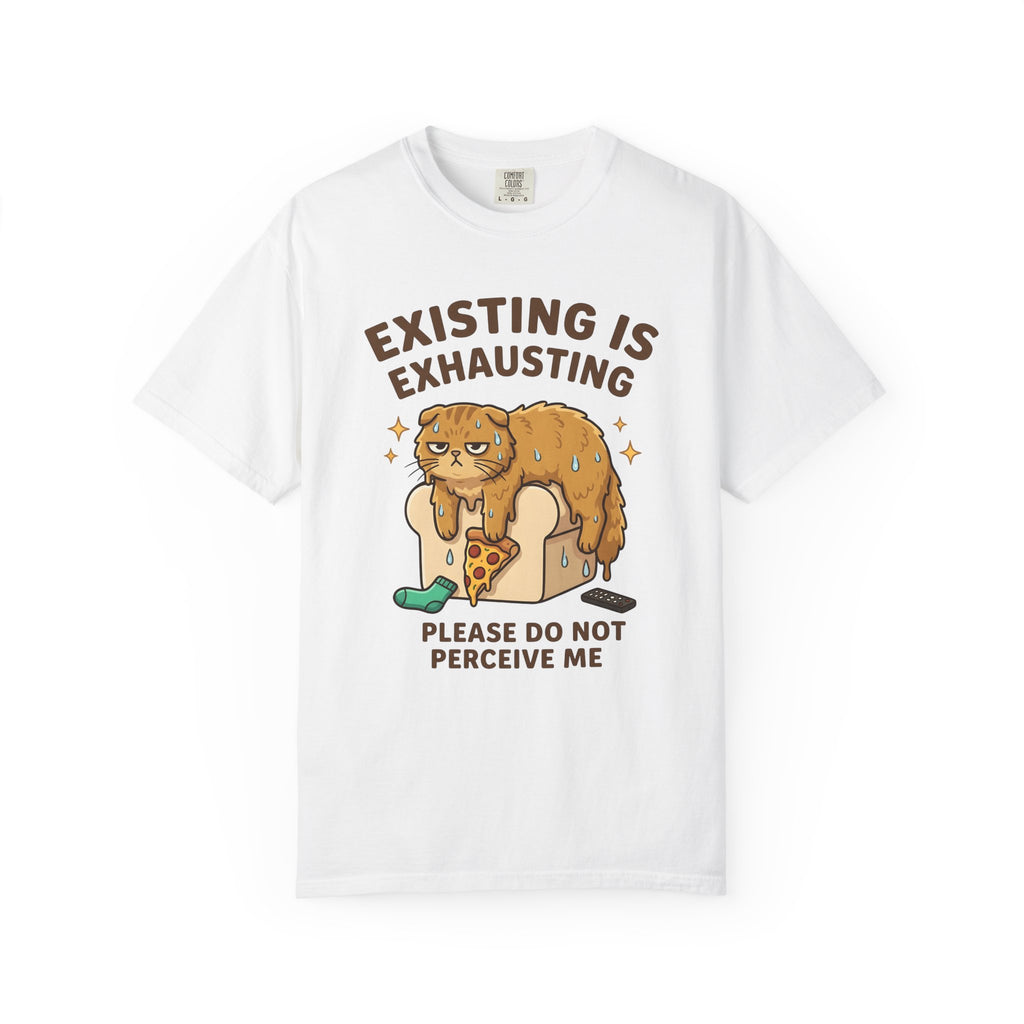 Relaxed Cat Shirt Cat Comedy Gift Women Playful Tee Kitty T-Shirt Cat Fan Funny Tshirt Humor Graphic Illustrated Slice Of Pizza Tshirt