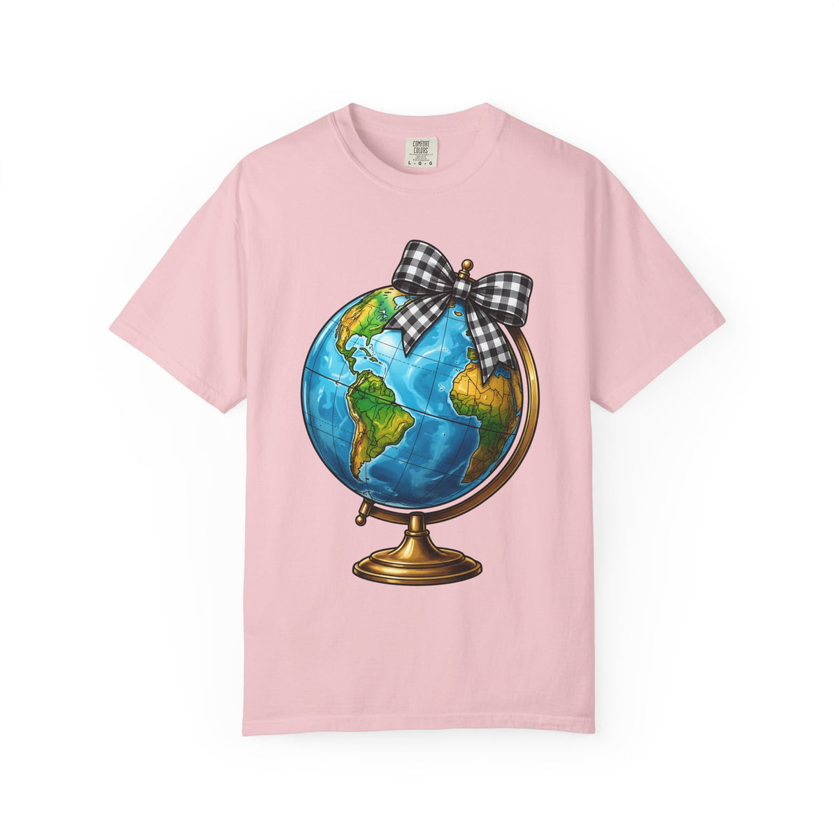 Map Bow Shirt Teachers Expedition Gift Women Bold Tee Bow T-Shirt Educator Enthusiast Typography Tshirt Adventure Graphic Old School Checked