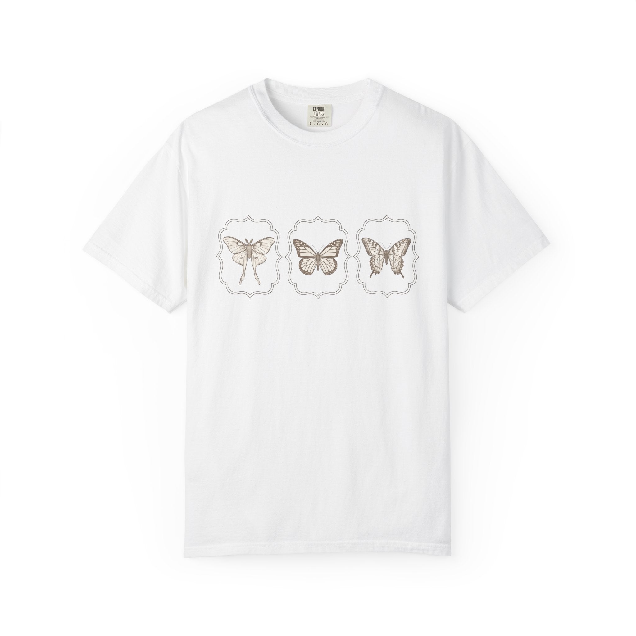 Butterfly Moth Shirt Cottagecore Outdoors Gift Women Sketch Tee Moth T-Shirt Cottagecore Fan Drawing Graphic Simple Vintage Border Tshirt