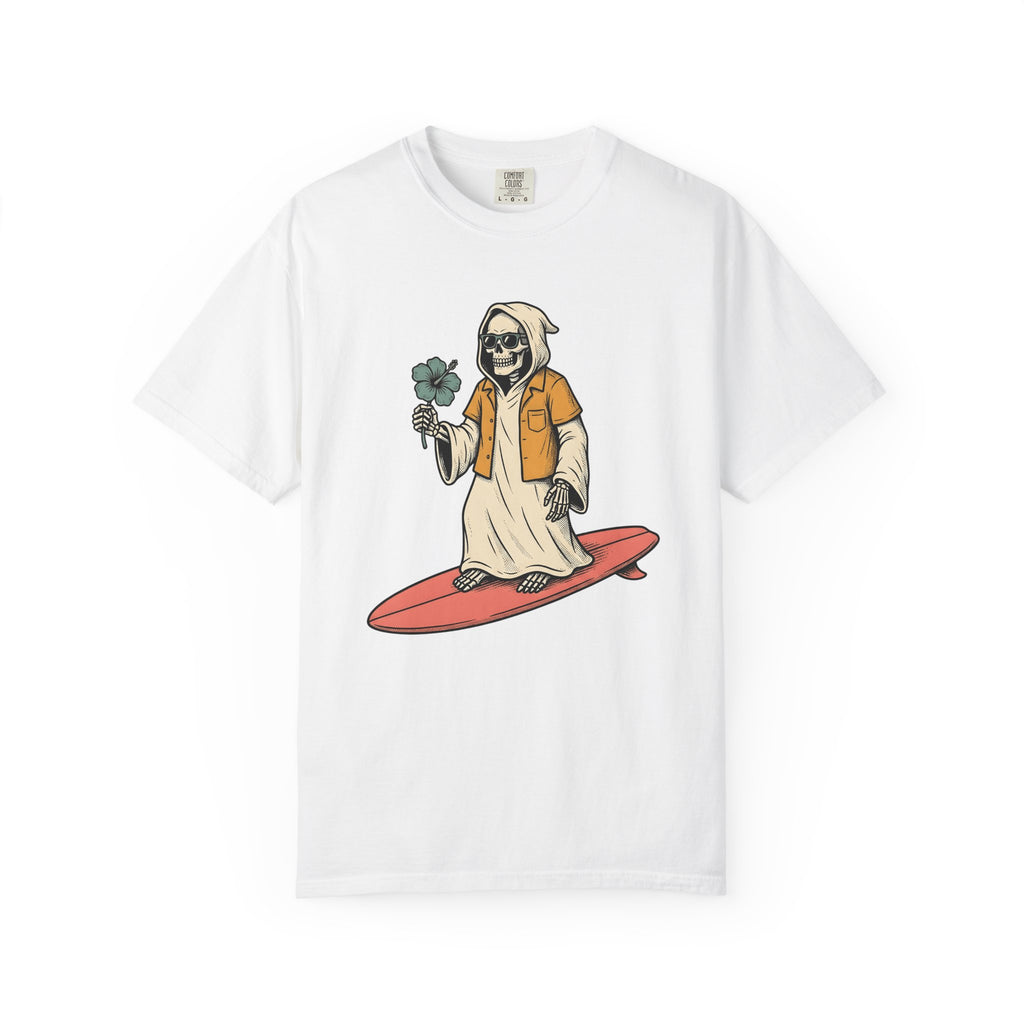 Skeleton Surfer Shirt Surfing Halloween Gift Women Tattoo Tee Skeleton T-Shirt Surfer Fan Ink Tshirt Spooky Graphic Vintage Hibiscus Tshirt