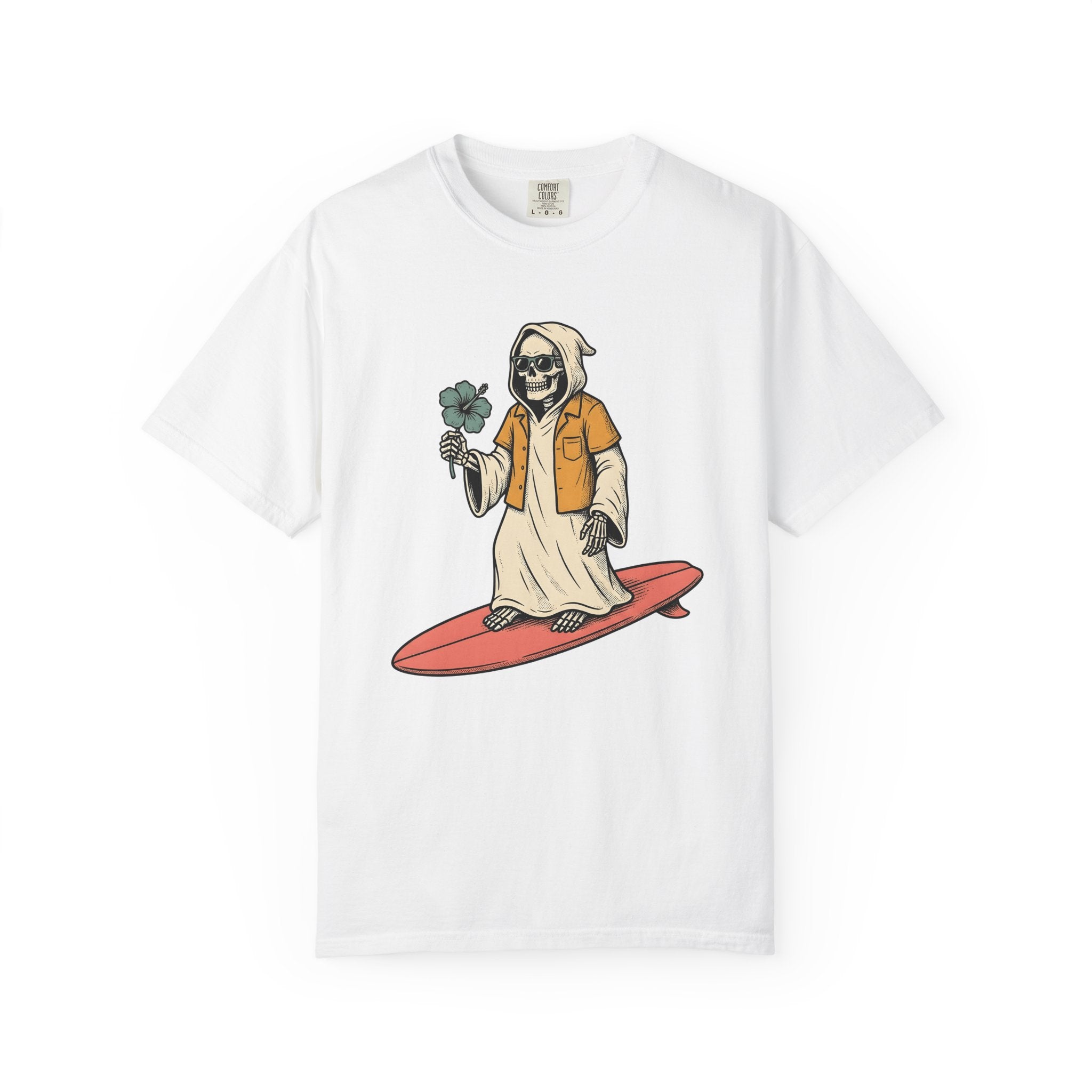 Skeleton Surfer Shirt Surfing Halloween Gift Women Tattoo Tee Skeleton T-Shirt Surfer Fan Ink Tshirt Spooky Graphic Vintage Hibiscus Tshirt
