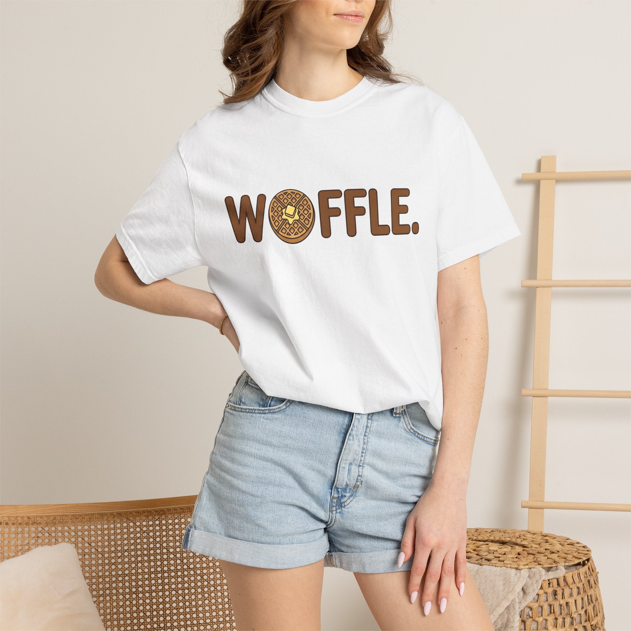 Waffle Illustration Shirt Desserts Brunch Gift Women Cartoon Tee Waffle T-Shirt Sweets Fan Cartoony Tshirt Breakfast Graphic Clean Spread