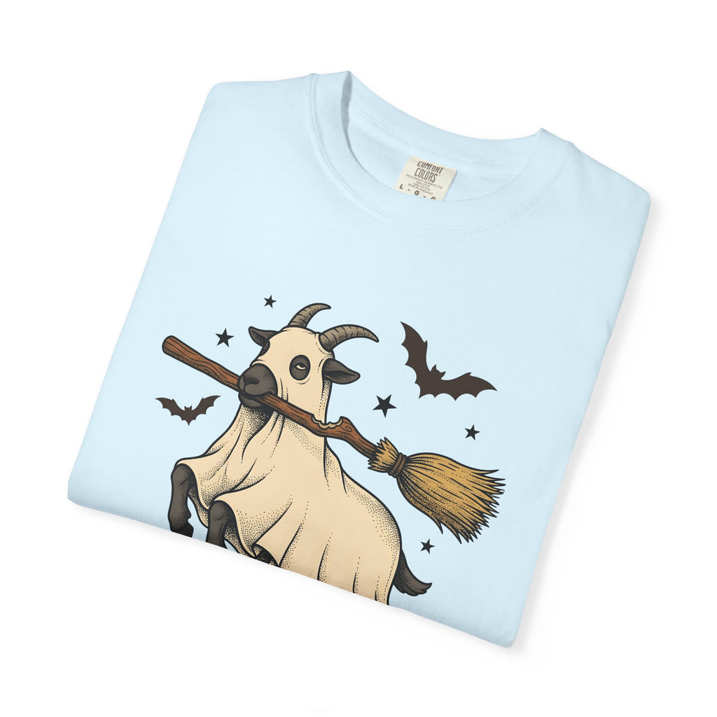Goat Mask Shirt Halloween Barnyard Gift Women Old School Tee Animal Mask T-Shirt Horror Fan Creepy Tshirt Farm Graphic Pen Illustration