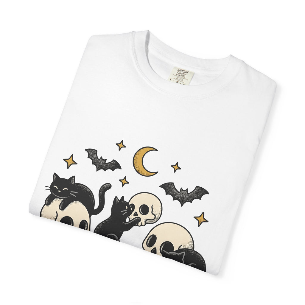 Black Cats Shirt Cat Halloween Gift Women Tattoo Style Tee Kitties T-Shirt Cat Fan Traditional Tshirt Spooky Graphic Vintage Skull Tshirt