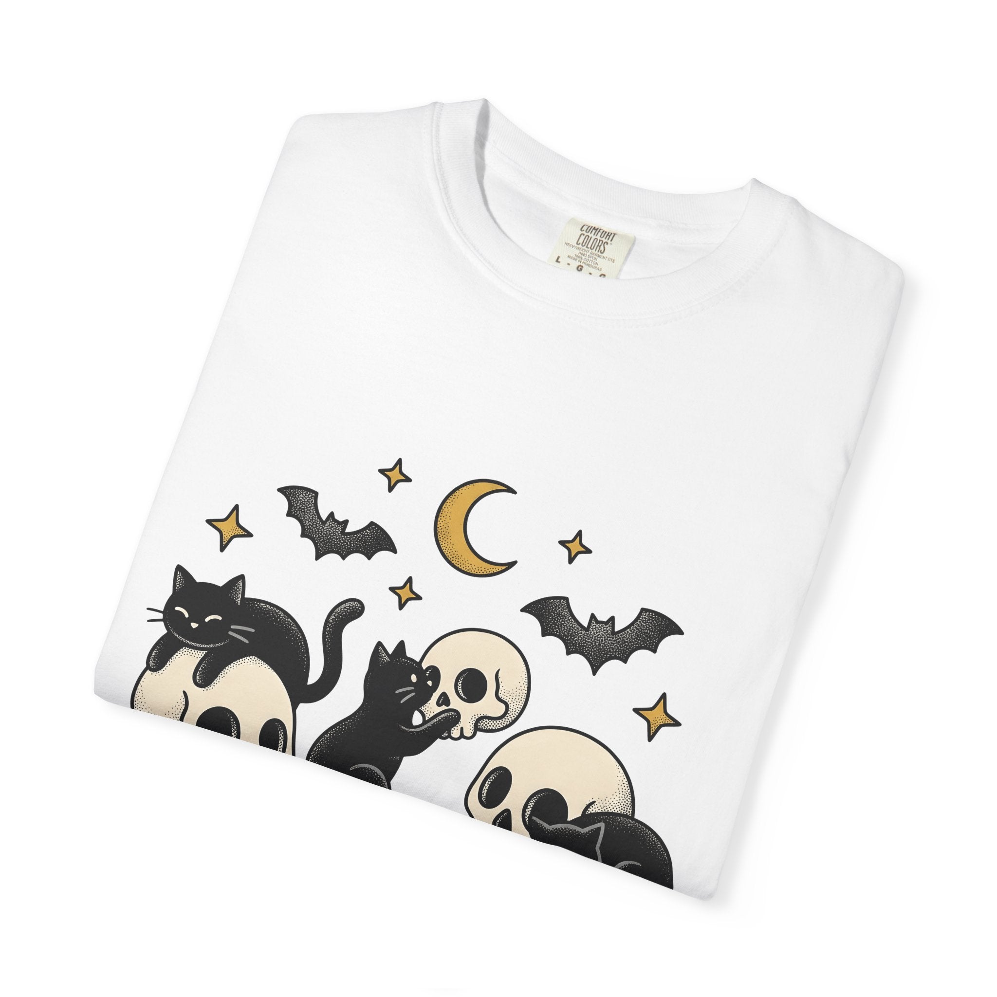 Black Cats Shirt Cat Halloween Gift Women Tattoo Style Tee Kitties T-Shirt Cat Fan Traditional Tshirt Spooky Graphic Vintage Skull Tshirt