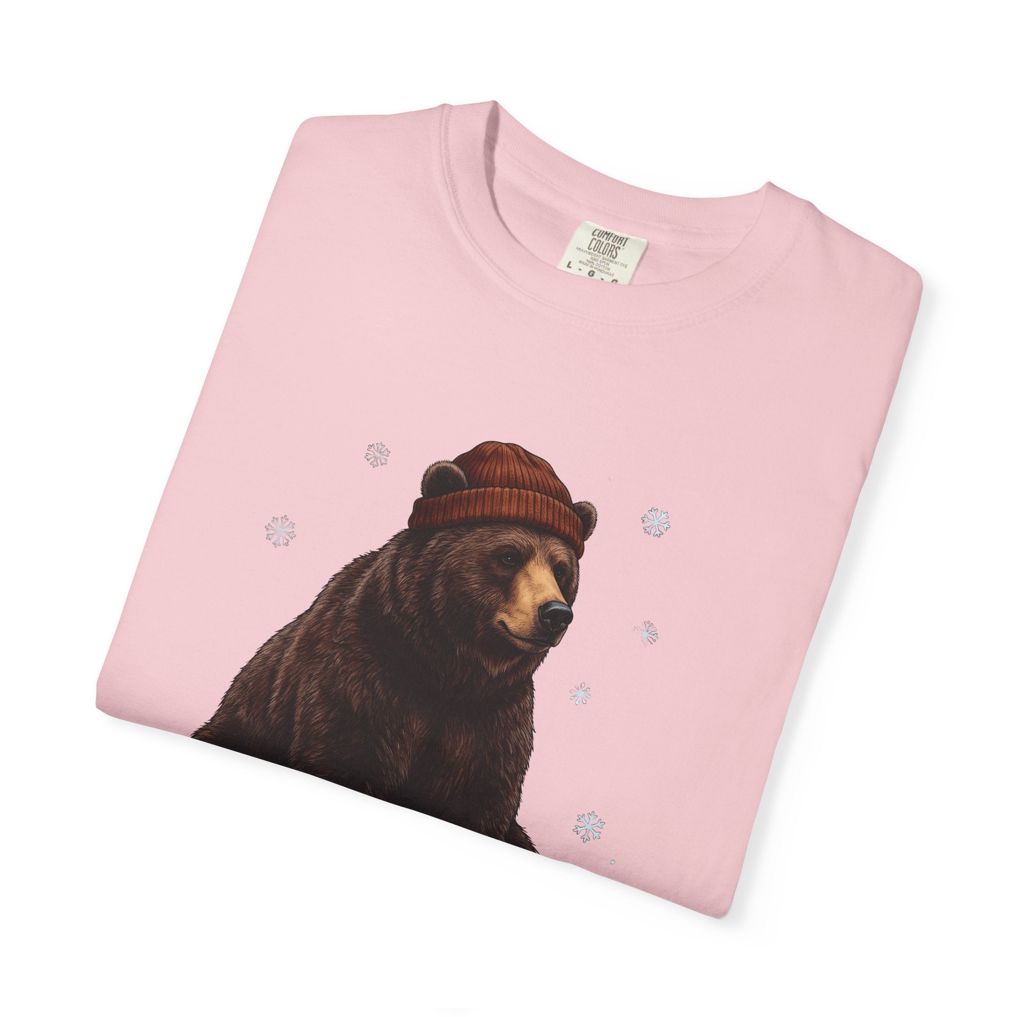 Bear Beanie Shirt Animals Cold Gift Women Sketch Tee Beanie T-Shirt Wildlife Fan Drawing Tshirt Frosty Graphic Retro Snow Crystal Tshirt